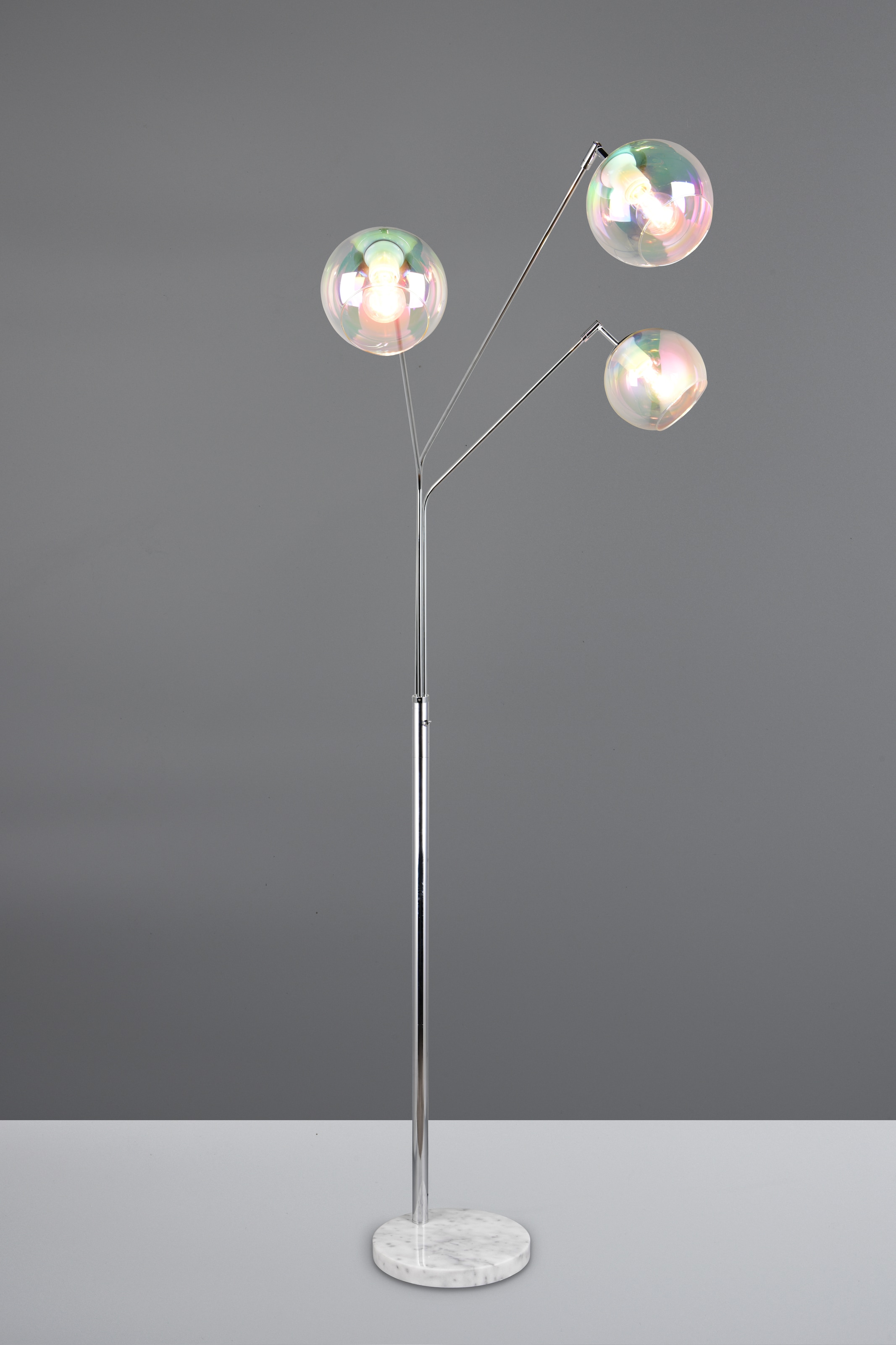 TRIO Leuchten Stehlampe »PAXTON, dreiflammige Stehleuchte, Glas Lampenschirme, Arme verstellbar« E27 1 Stk. warmweiß - kaltweiß exkl. 3x E27 max 10W, Höhe 200cm Breite 67cm, Kippschalter, 2m Kabel