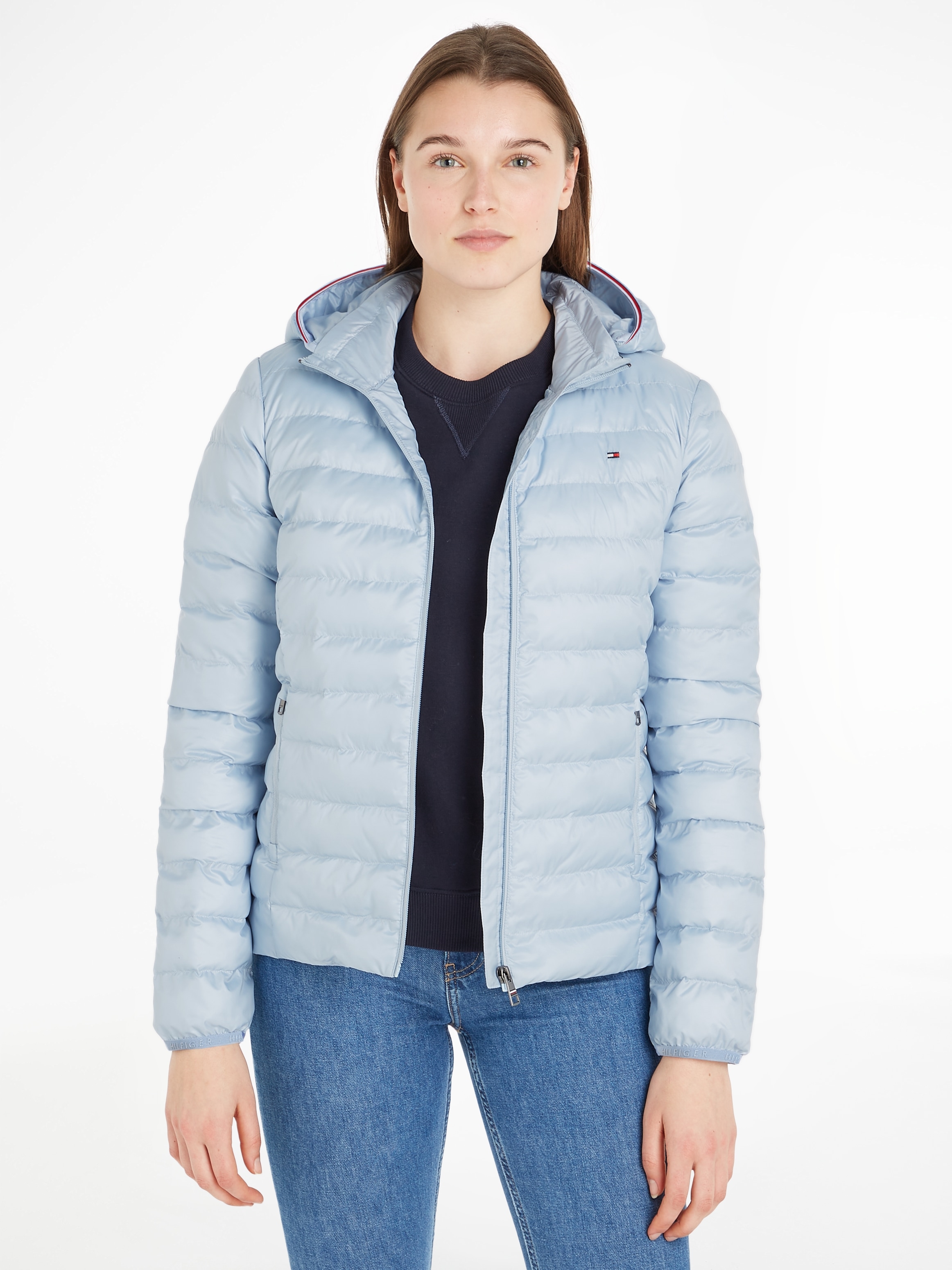 Tommy Hilfiger PADDED Kapuze Brand-Elastiktape bei Steppjacke STRIPE GLOBAL an »LW mit Kapuze, mit JACKET«, ♕ der