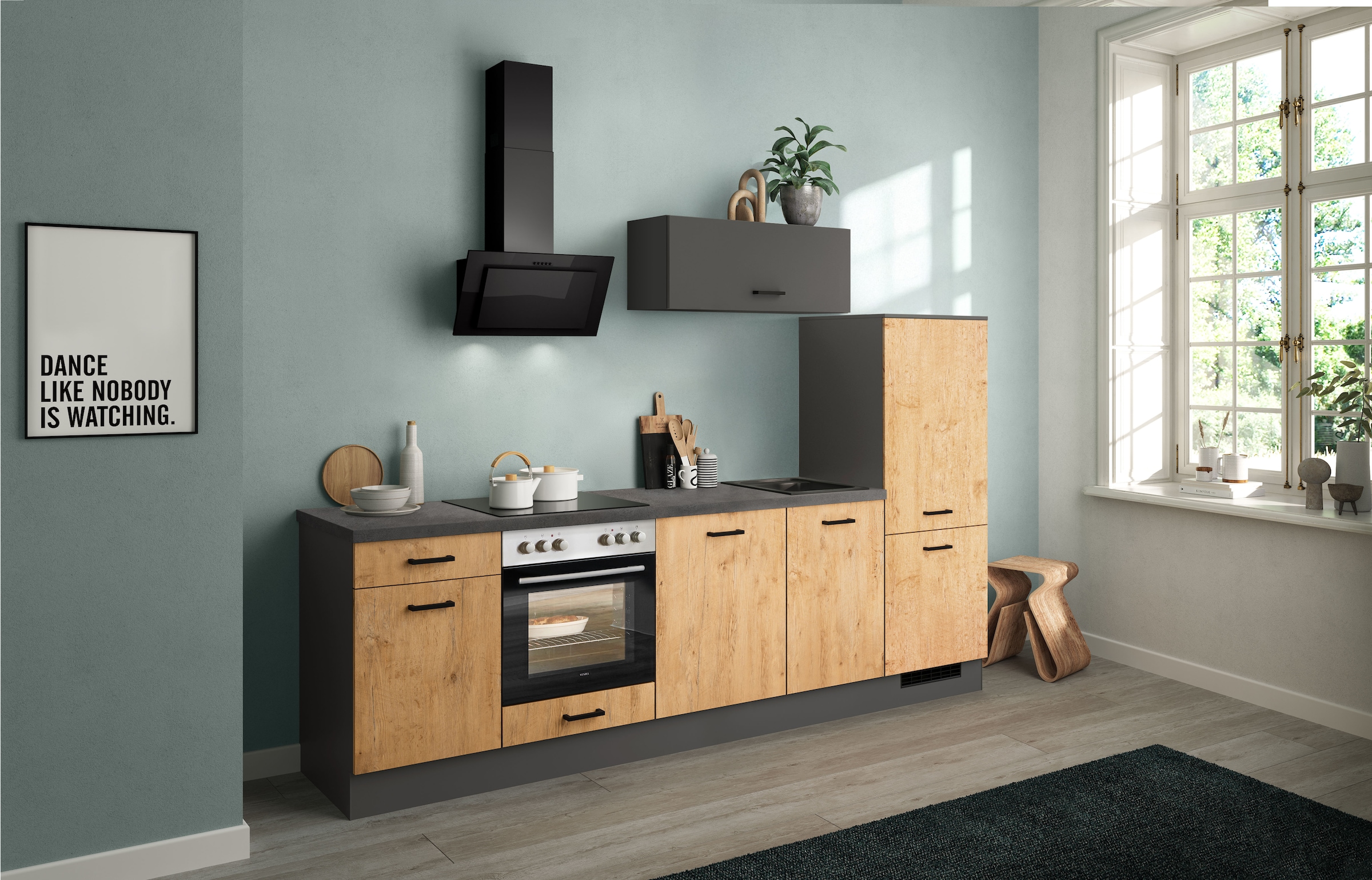 IMPULS KÜCHEN Küchenzeile »Lissabon, Ausrichtung wählbar, Schubkästen mit Soft-Close« Set,  vormontiert, in verschiedenen Farben erhältlich, Breite 280 cm
