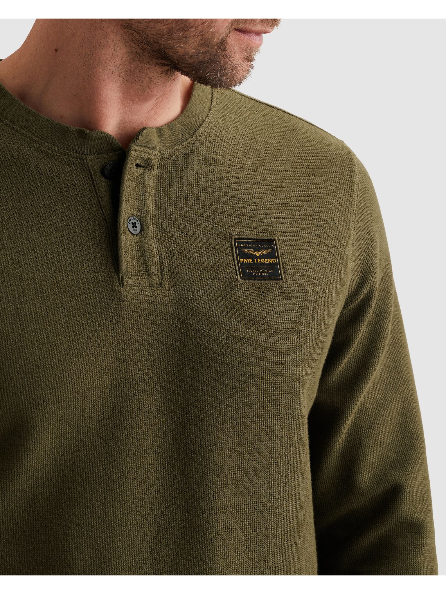 PME LEGEND Henleyshirt mit Logo-Badge