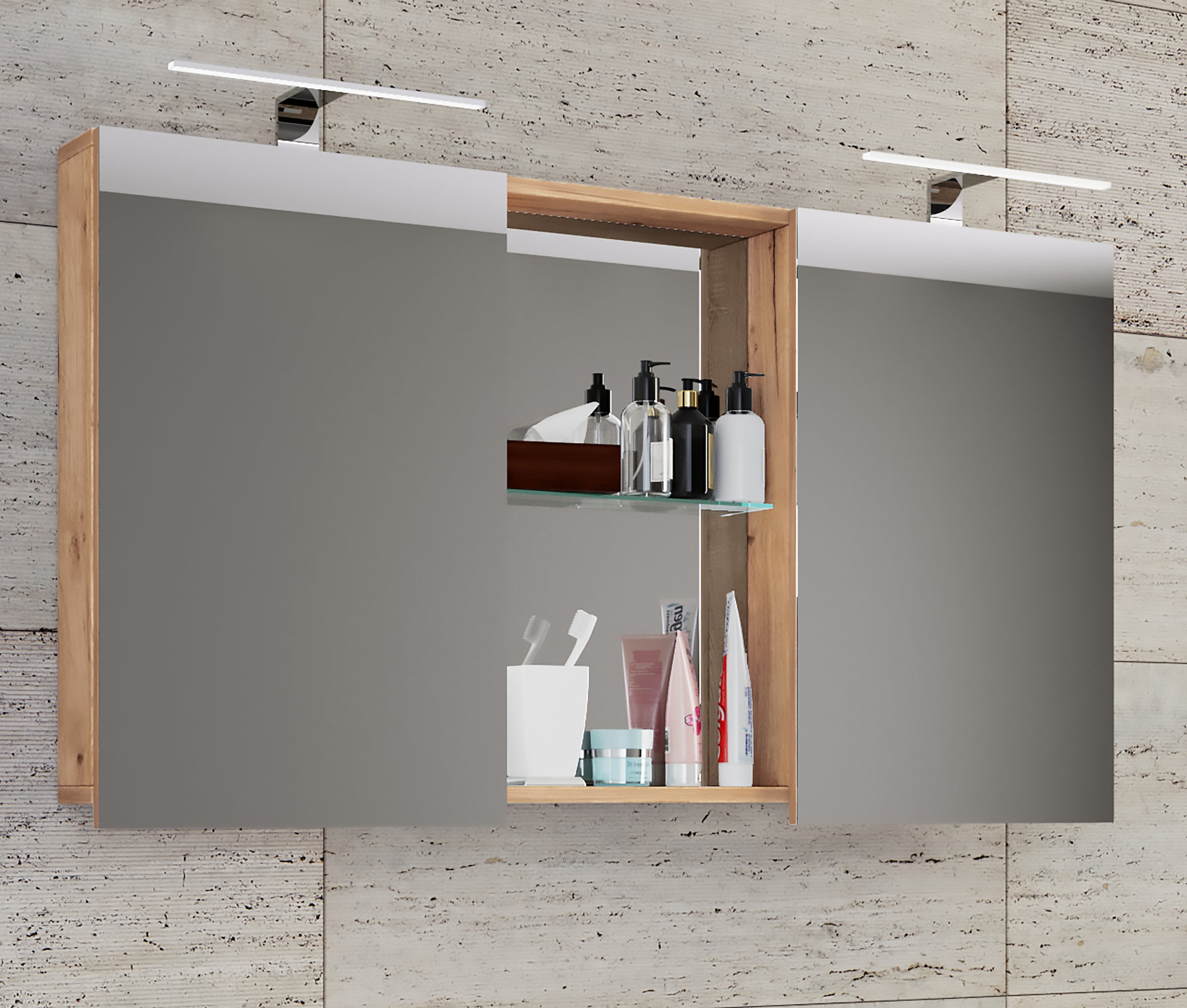 VCM Badspiegel »Breiter Spiegelschrank Spiegel Budasi mit Ablage«