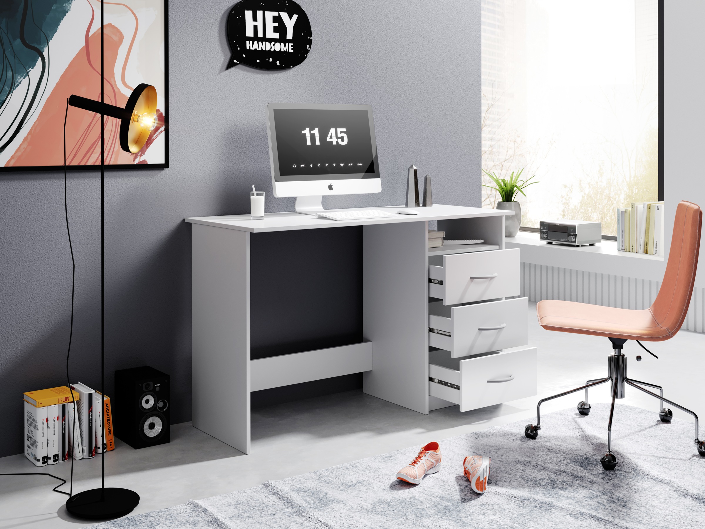 BEGA OFFICE Schreibtisch »Adria, Computertisch,« Schubkästen rechts oder links montierbar, Breite 123 cm