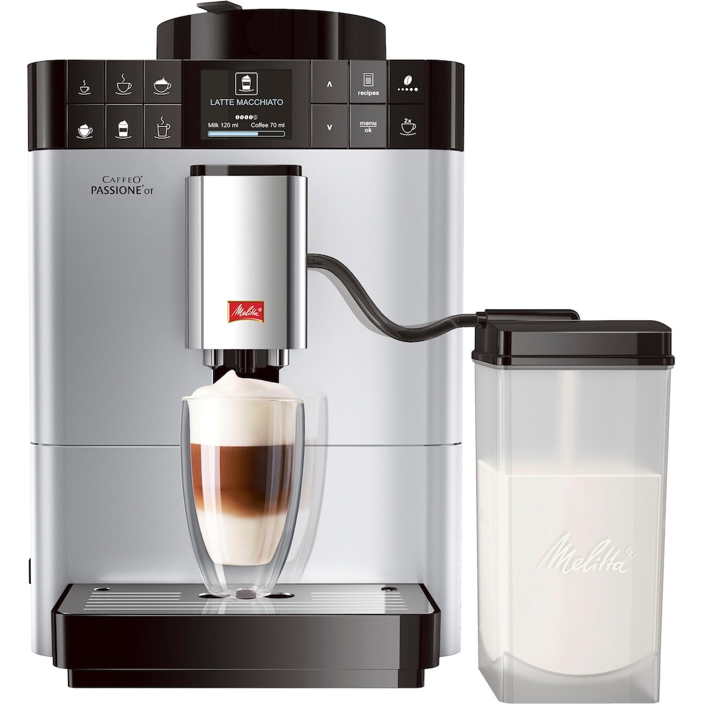 Melitta Kaffeevollautomat »Passione® One Touch F53/1-101, silber«, One Touch Funktion, tassengenau frisch gemahlene Bohnen