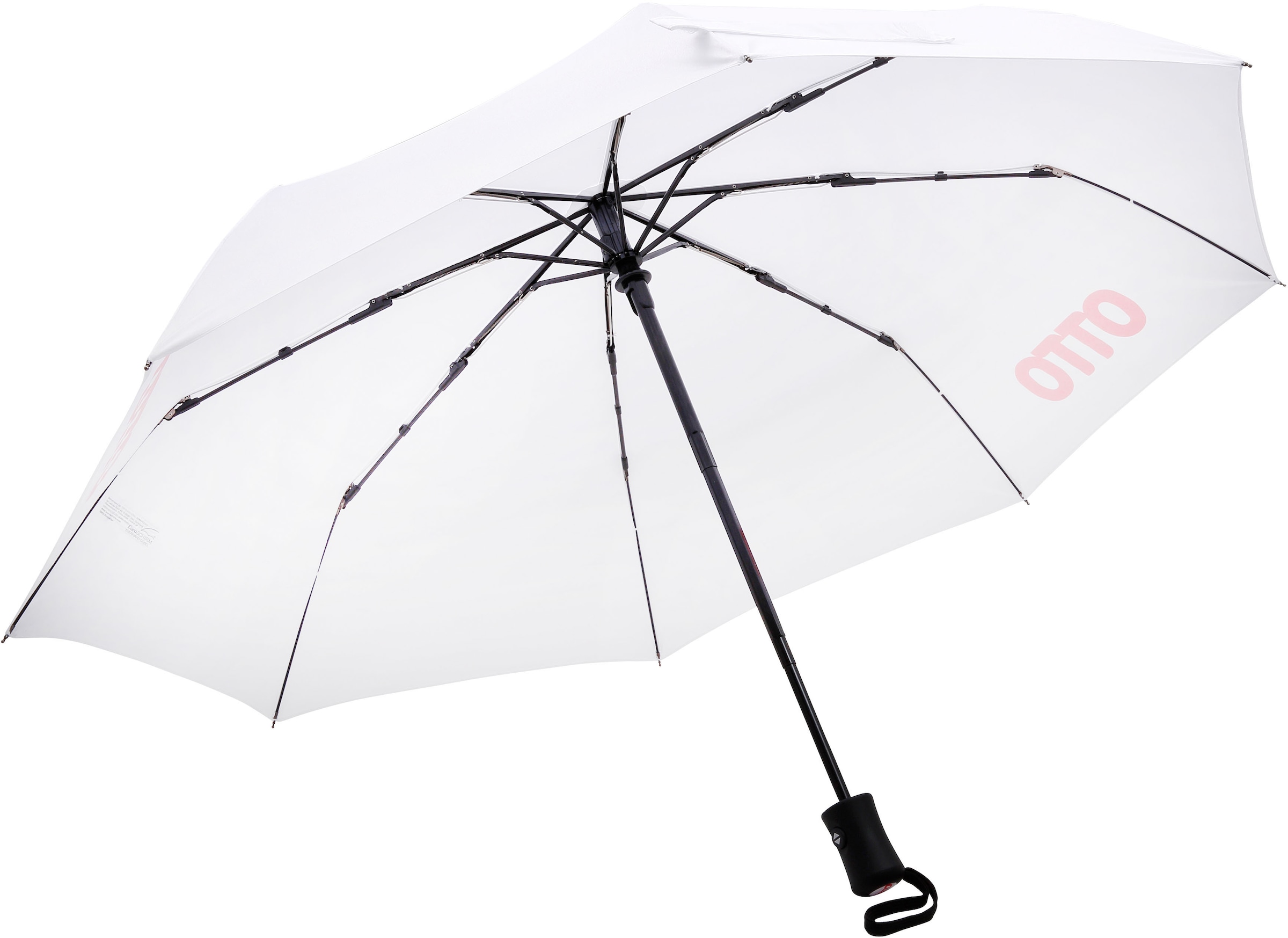 EuroSCHIRM® Taschenregenschirm »Otto, weiß«, mit rotem Schriftzug; Automatik