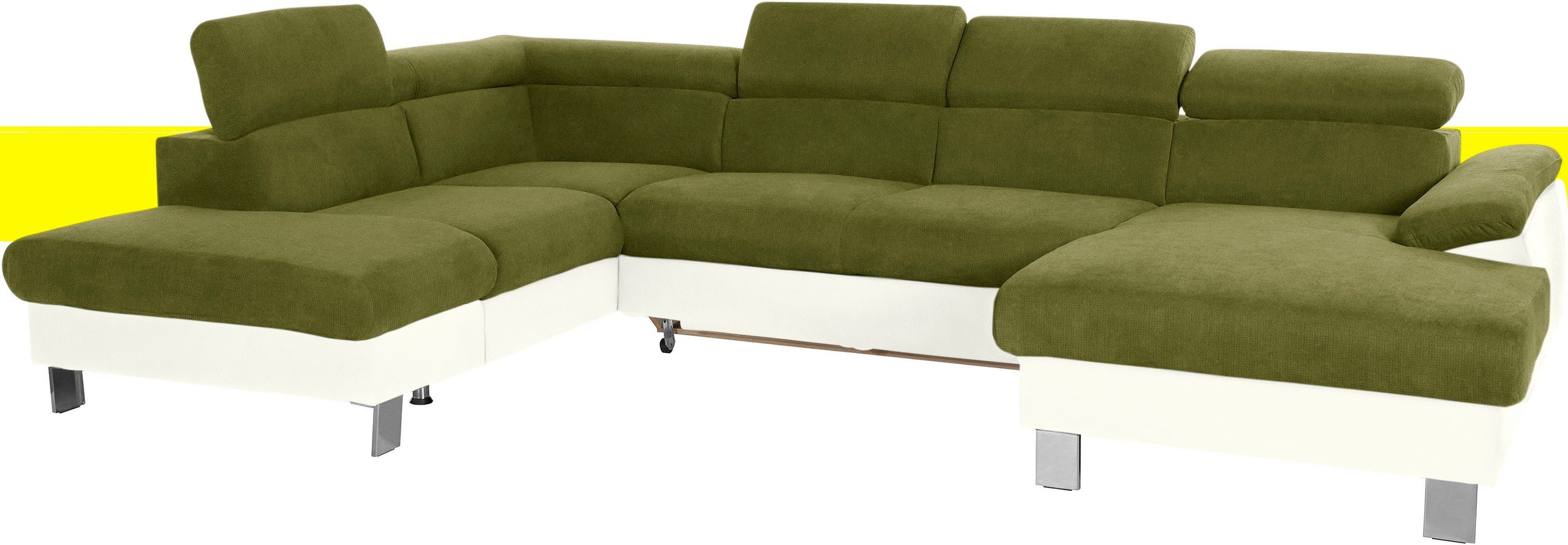 COTTA Polstergarnitur »Komaris U-Form, B: 320 bzw. 100 cm (Set: Wohnlandschaft & Hocker)«, (Set), mit Kopfteilverstellung, optional Bettfunktion, Bettkasten & Licht
