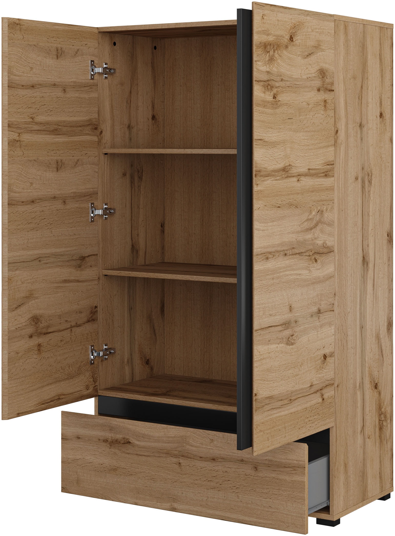 Home affaire Schlafzimmer-Set »Cross, moderne, grifflose Optik, FSC-zertifiziert«, (4 tlg., Bett 180x200cm, 2 Nachtkommoden, Schrank 2-oder 4-türig), Komplettschlafzimmer-Set