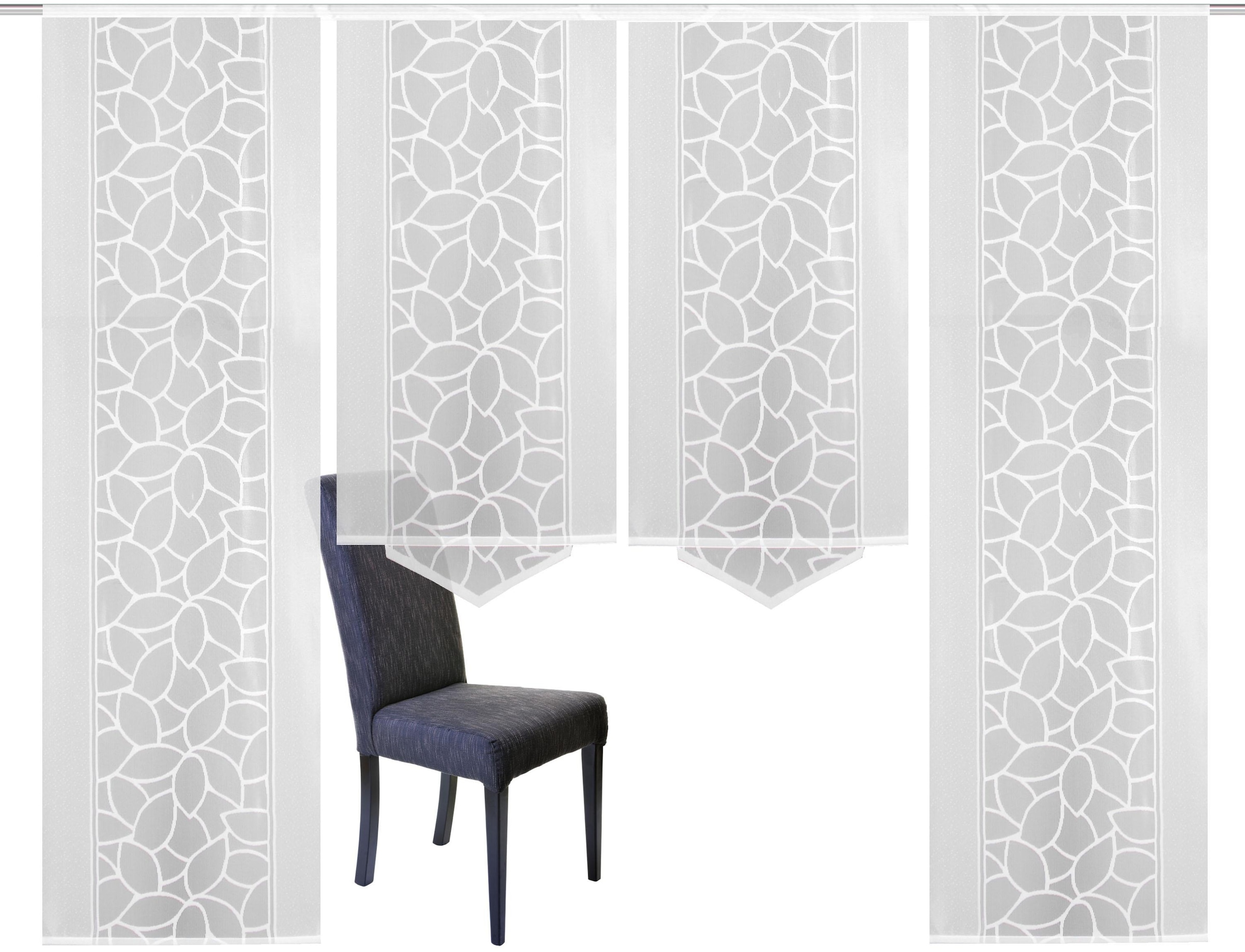 HOME WOHNIDEEN Schiebegardine »JENNA« Klettband 4 Stk. tlg. Schiebevorhang Jacquard Set