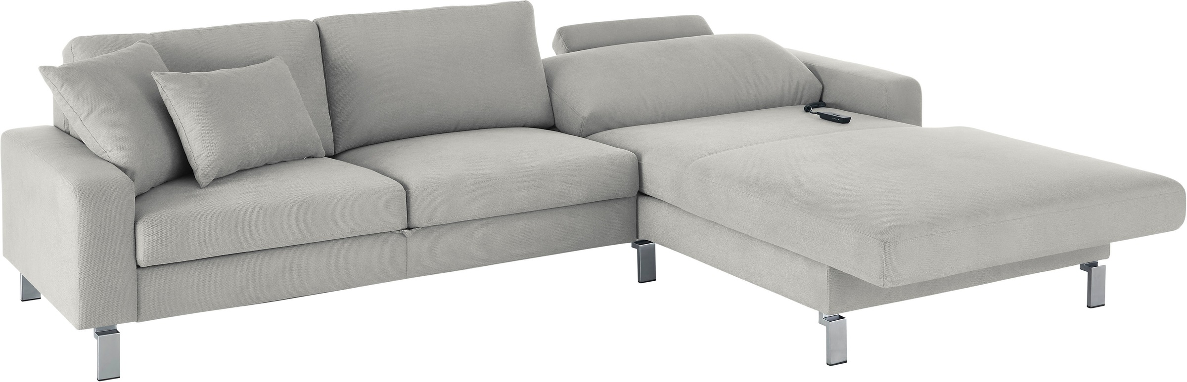 3C Candy Ecksofa »Lecce, wahlweise PUR-Schaumstoff oder Tonnentaschenfederkern«, Bett im 2,5-Sitzer, teilmotorische Schlaffunktion im Longchair, L-Form
