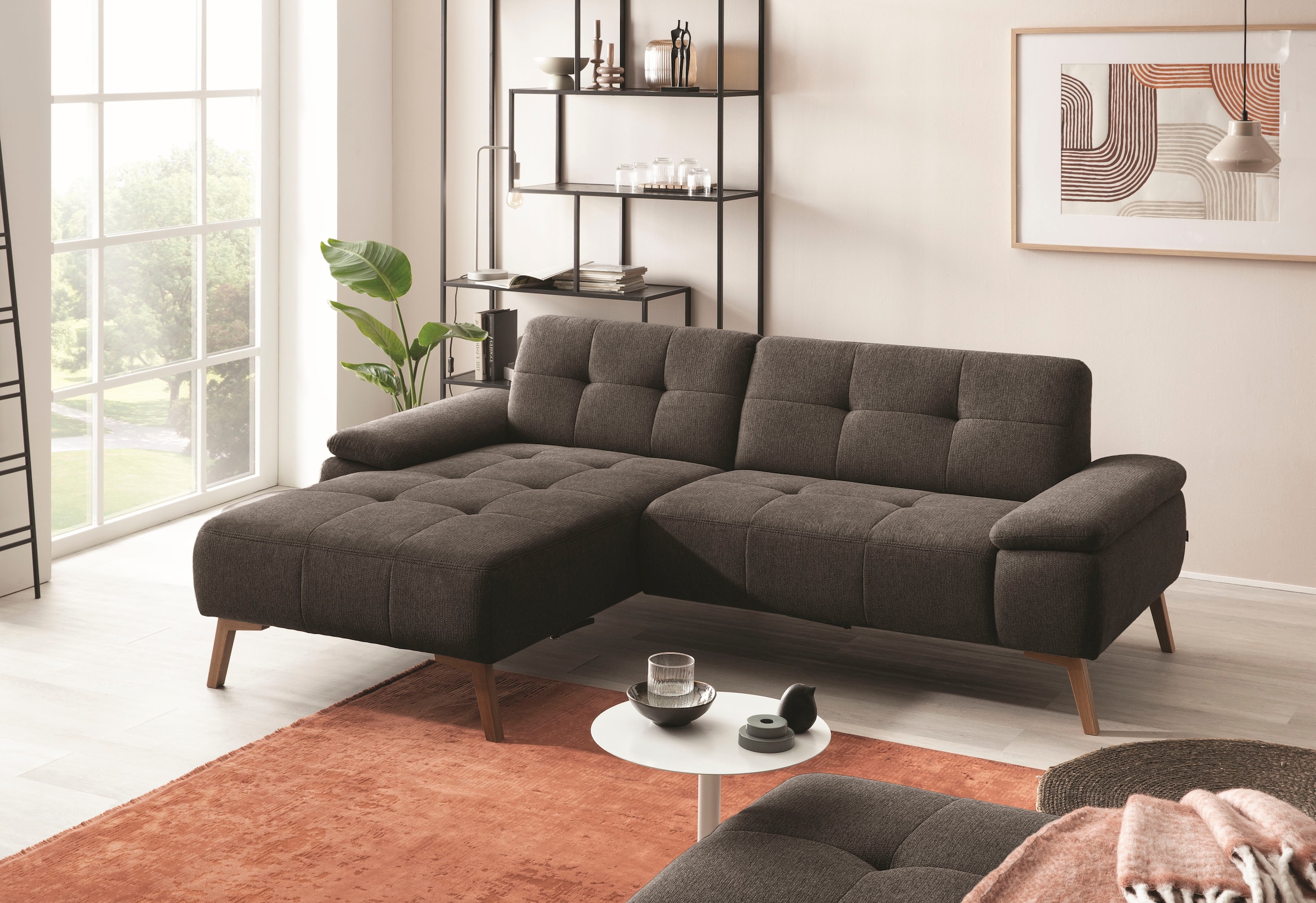 Ecksofa »Sassari, L-Form«, im skandinavischen Design mit Steppung und Holzfüßen