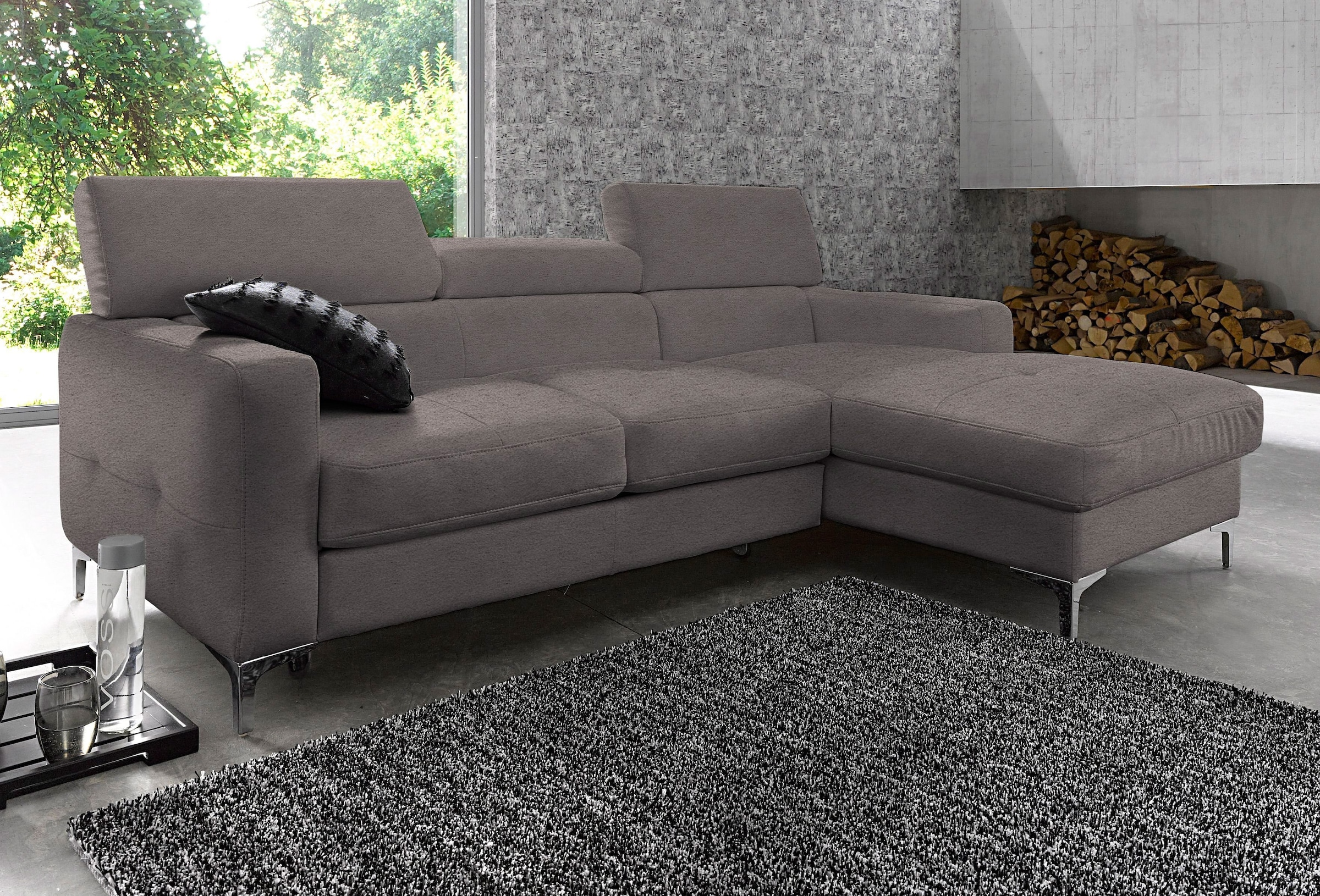 COTTA Polstergarnitur »Sammy«, (Set), Set: bestehend aus Ecksofa und Hocker, Ecksofa wahlweise Bettfunktion