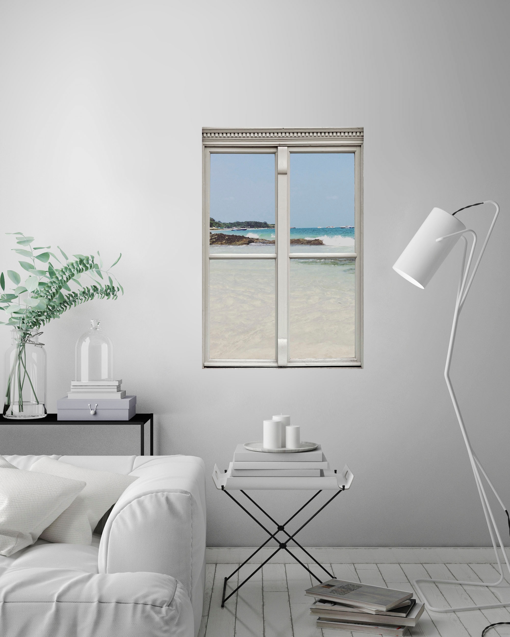 queence Wandsticker »Strand« Wandsticker, Wandbild, selbstklebend, 3D, Fenster