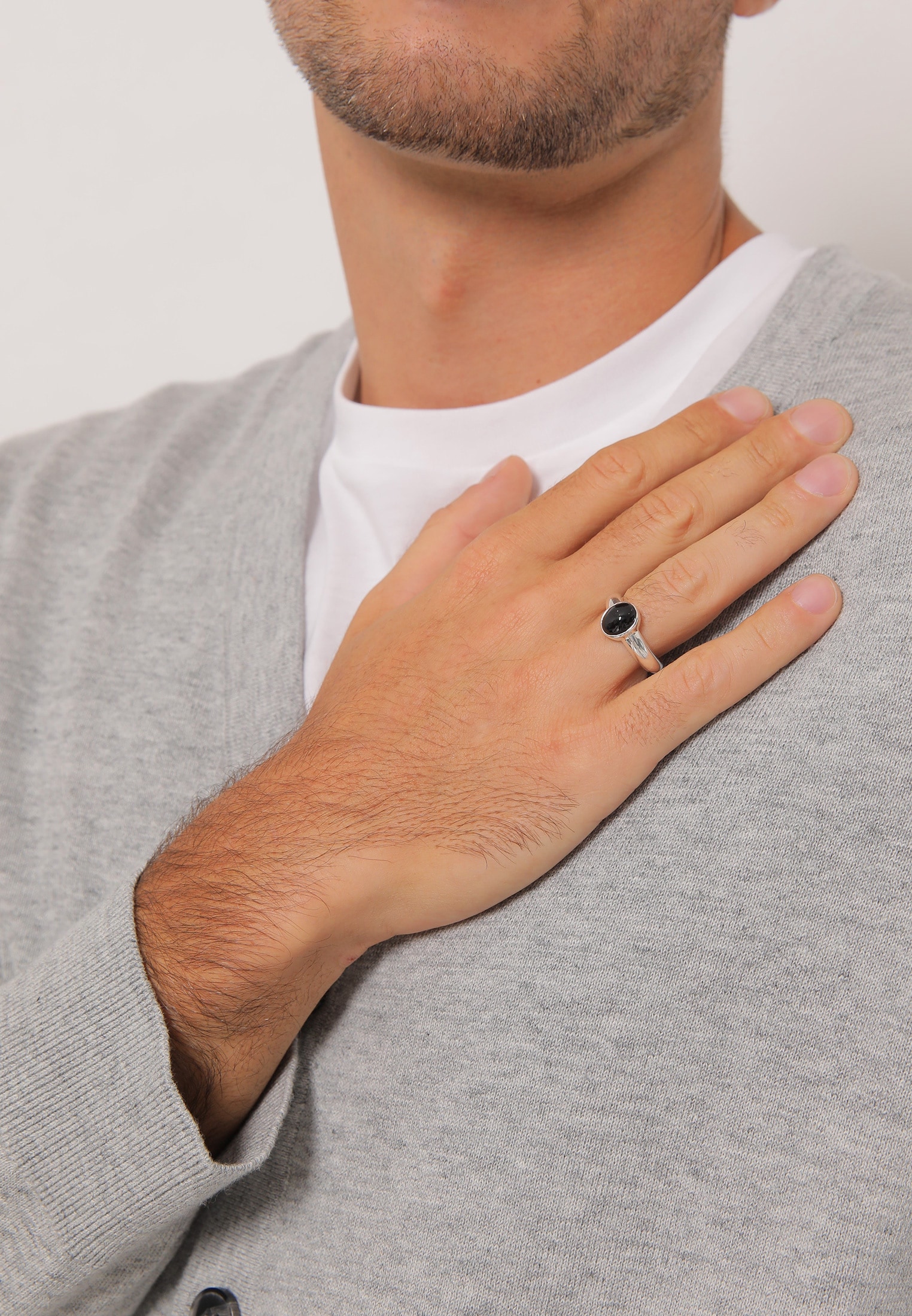 Kuzzoi Silberring »Ring Herren Siegelring Onyx Oval Basic 925 Silber«