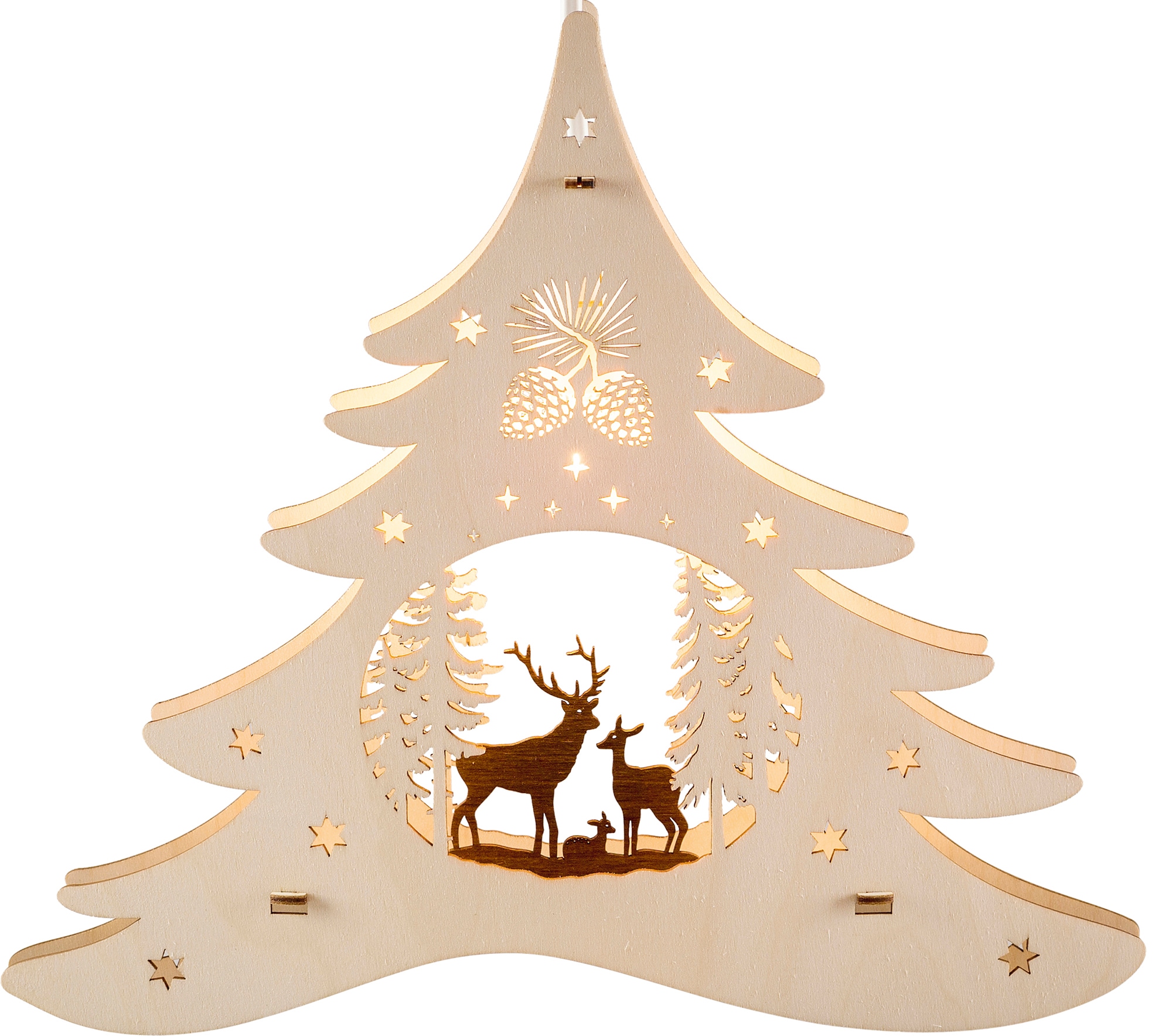 »Tannenbaum Jahren | 1 beleuchtetes kaufen - Weihnachtsdeko«, online Fensterbild Weigla mit Garantie XXL flammig-flammig, 3 Dekolicht Waldmotiv,