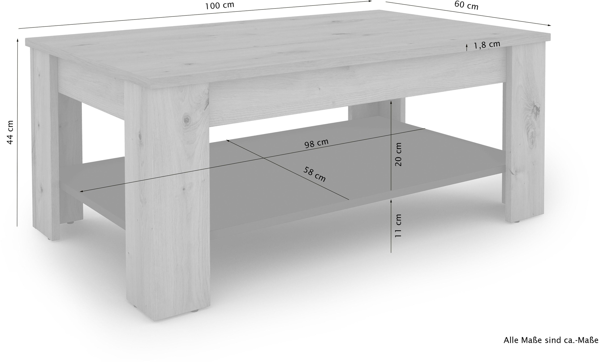 Homexperts Couchtisch »Zabona«, mit Ablageboden