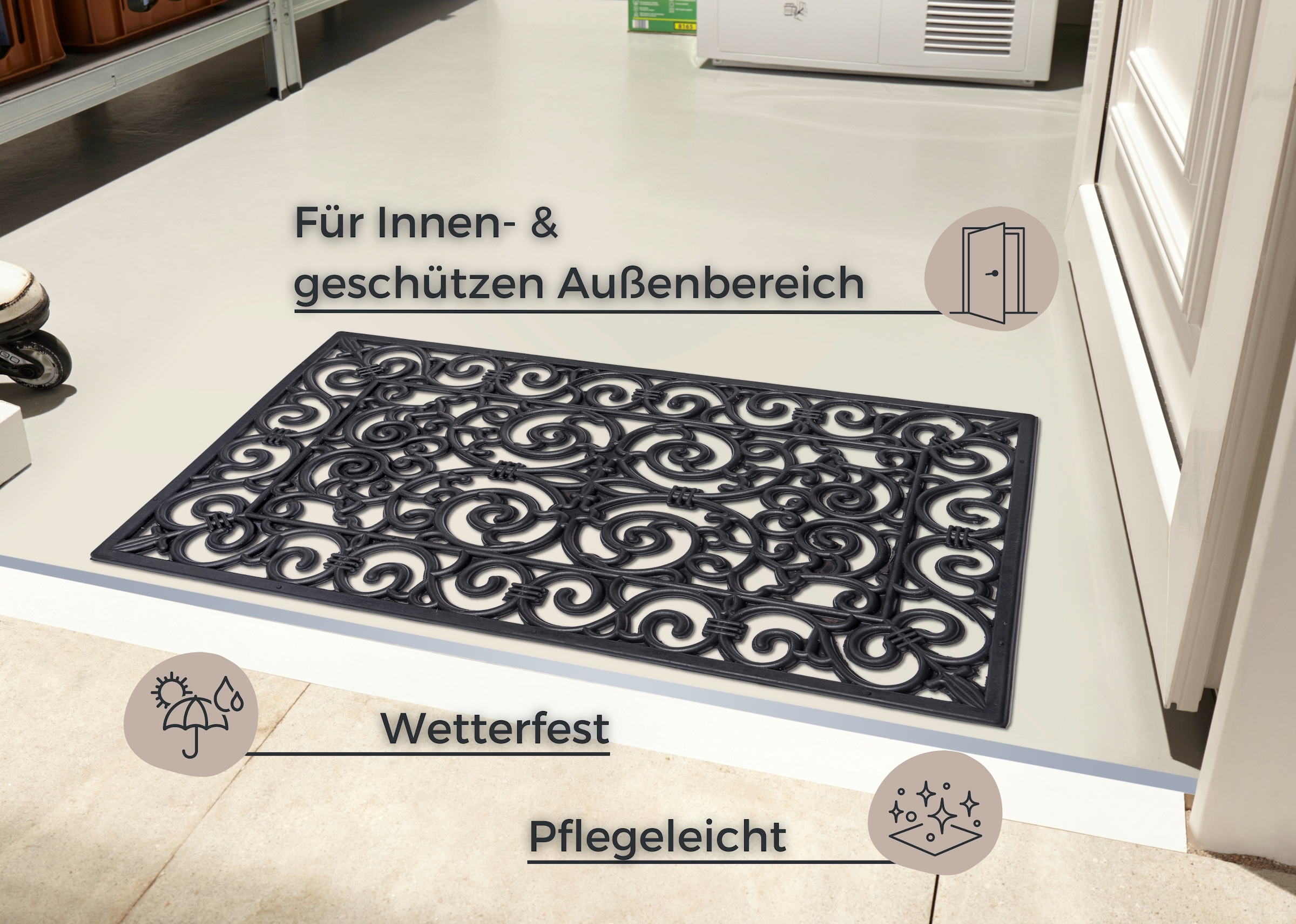 HANSE Home Fußmatte »Ornaments, Türmatte« rechteckig 10 mm Höhe Gummi, Schmutzfangmatte, Outdoor, Rutschfest, Innen, Gummimatte