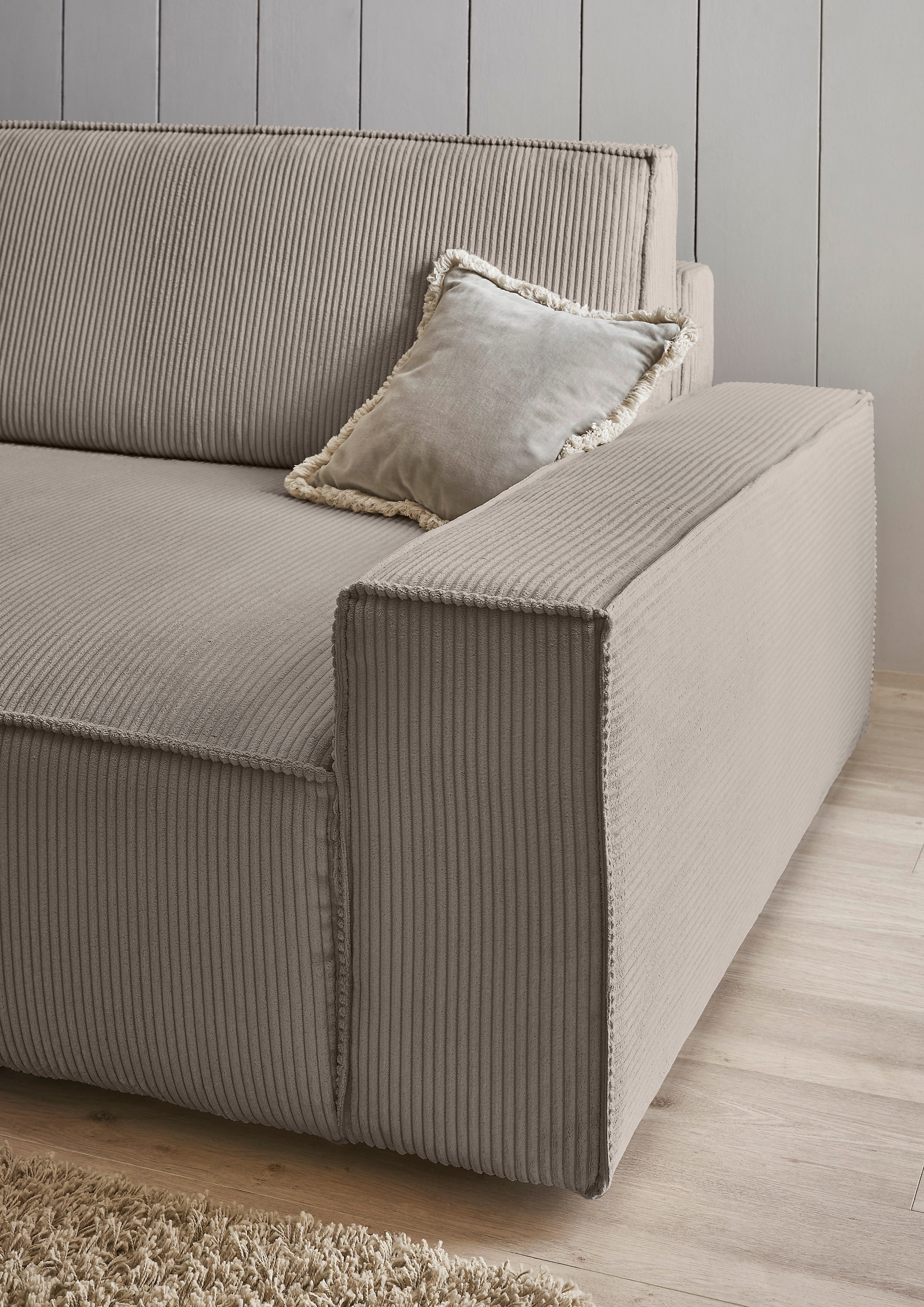 Home affaire Big-Sofa »NEU: SHERWOOD XXL, Big-Sofa (316cm), extra tiefe Sitzfläche 95 cm«, bequemer Sitzkomfort, Cord u. Leinenoptik, Kedernaht