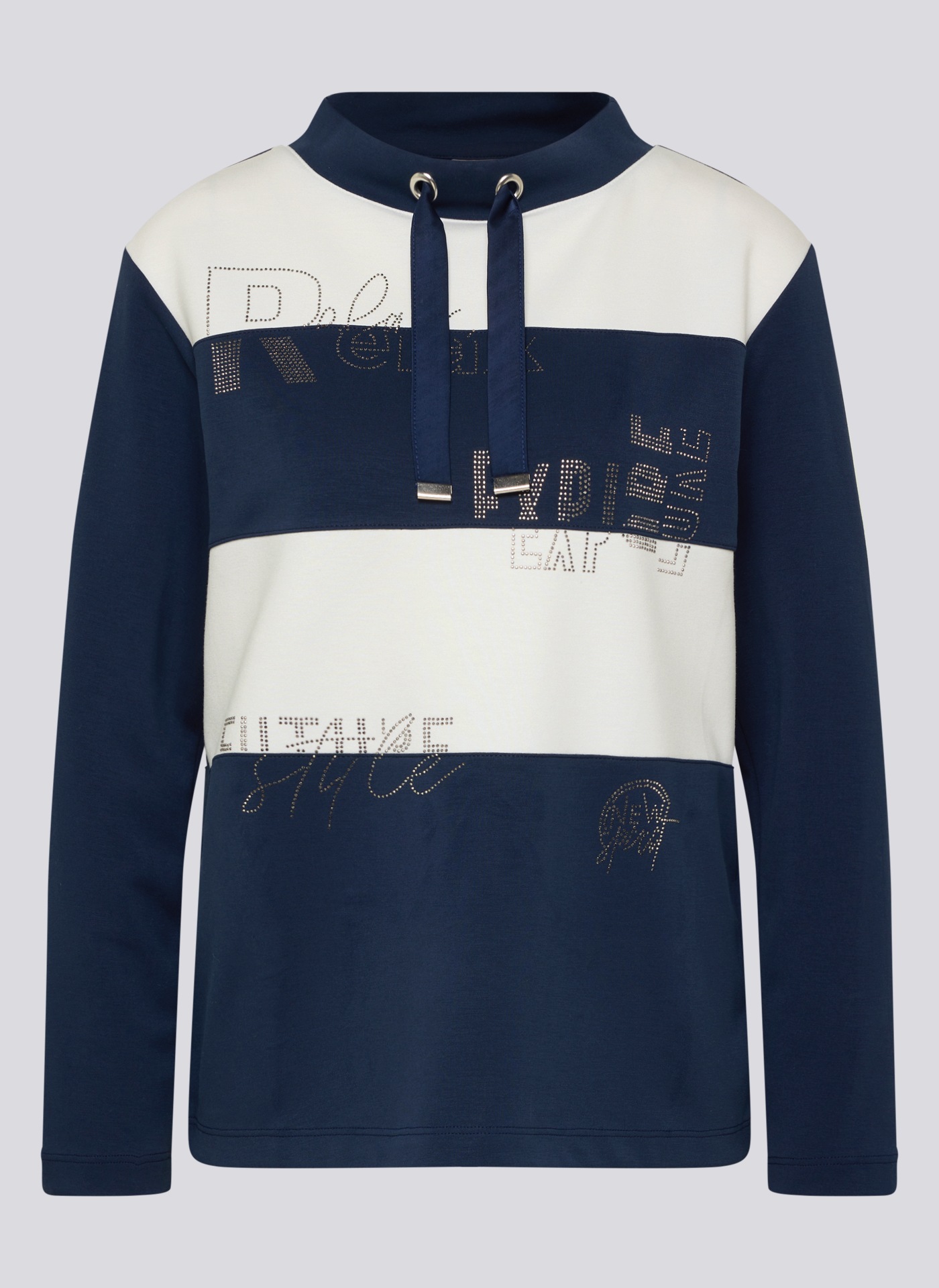 Rabe Langarmshirt , in Colorblocking-Optik und mit Glitzersteinen
