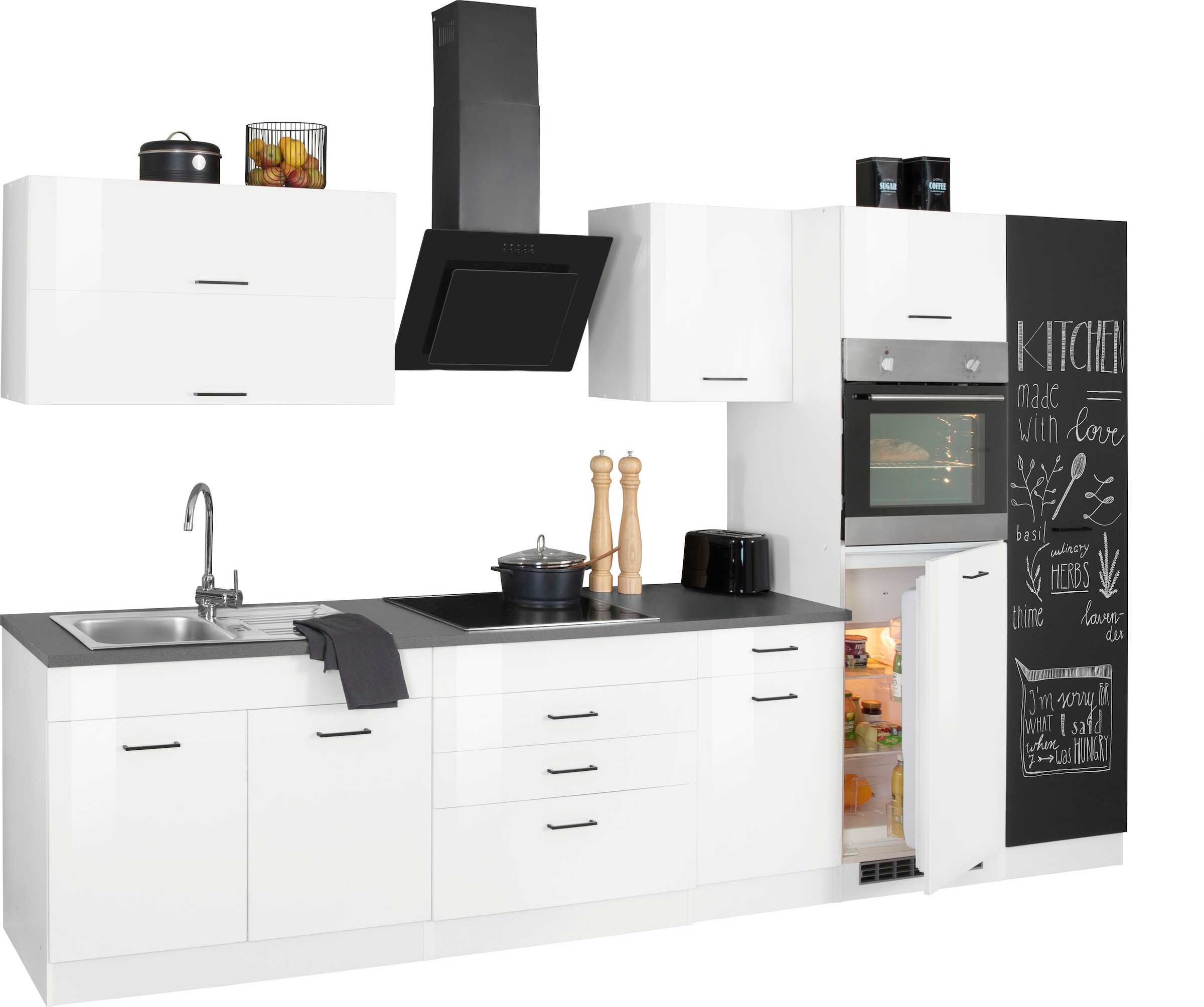 KOCHSTATION Küchenzeile »KS-Trier« mit E-Geräten, Breite 340 cm