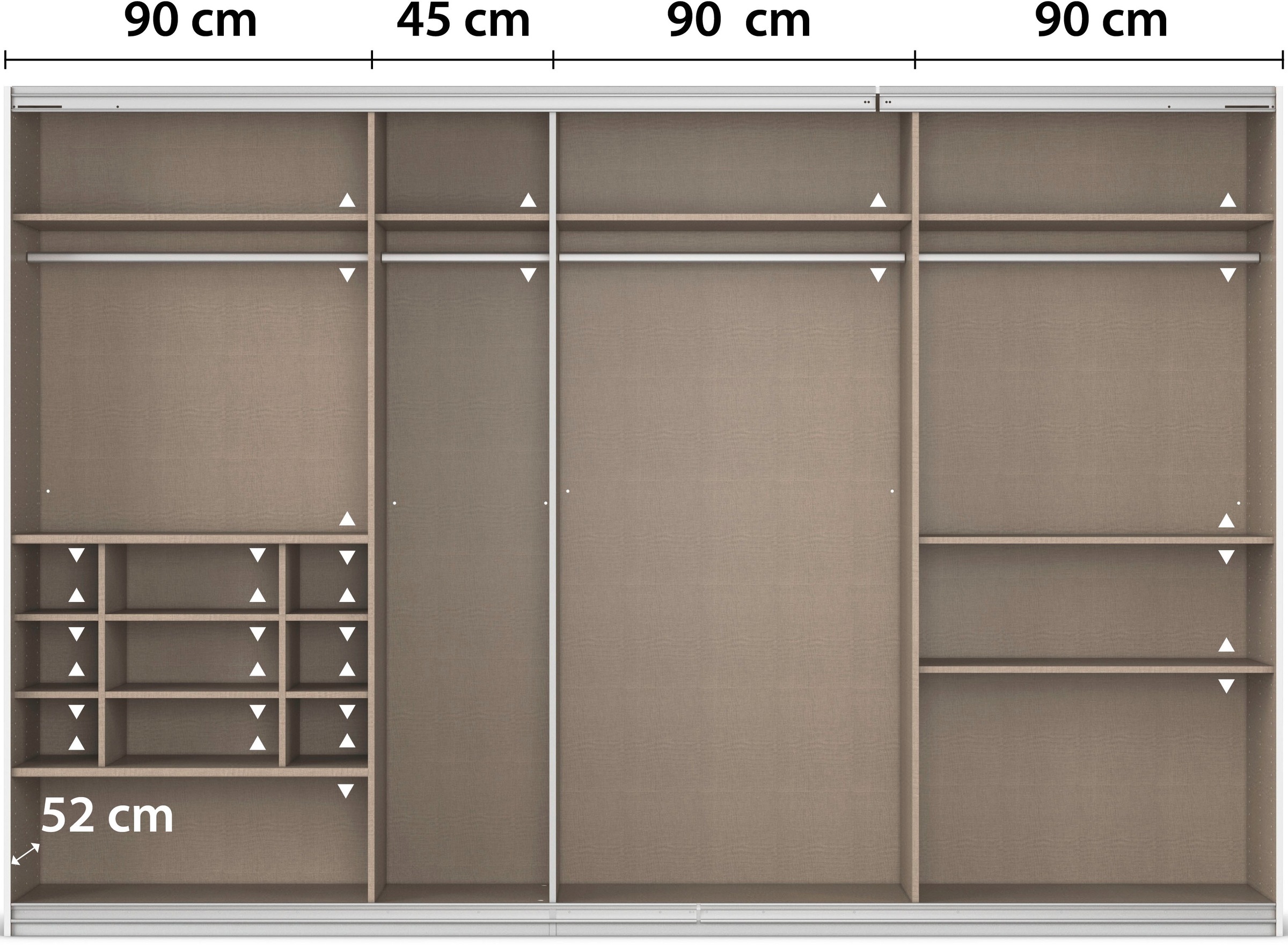rauch Schwebetürenschrank »Kleiderschrank Schrank Garderobe Wäscheschrank TOMA mit Passepartout«, inkl. Regaleinsatz sowie zusätzlichen Einlegeböden MADE IN GERMANY