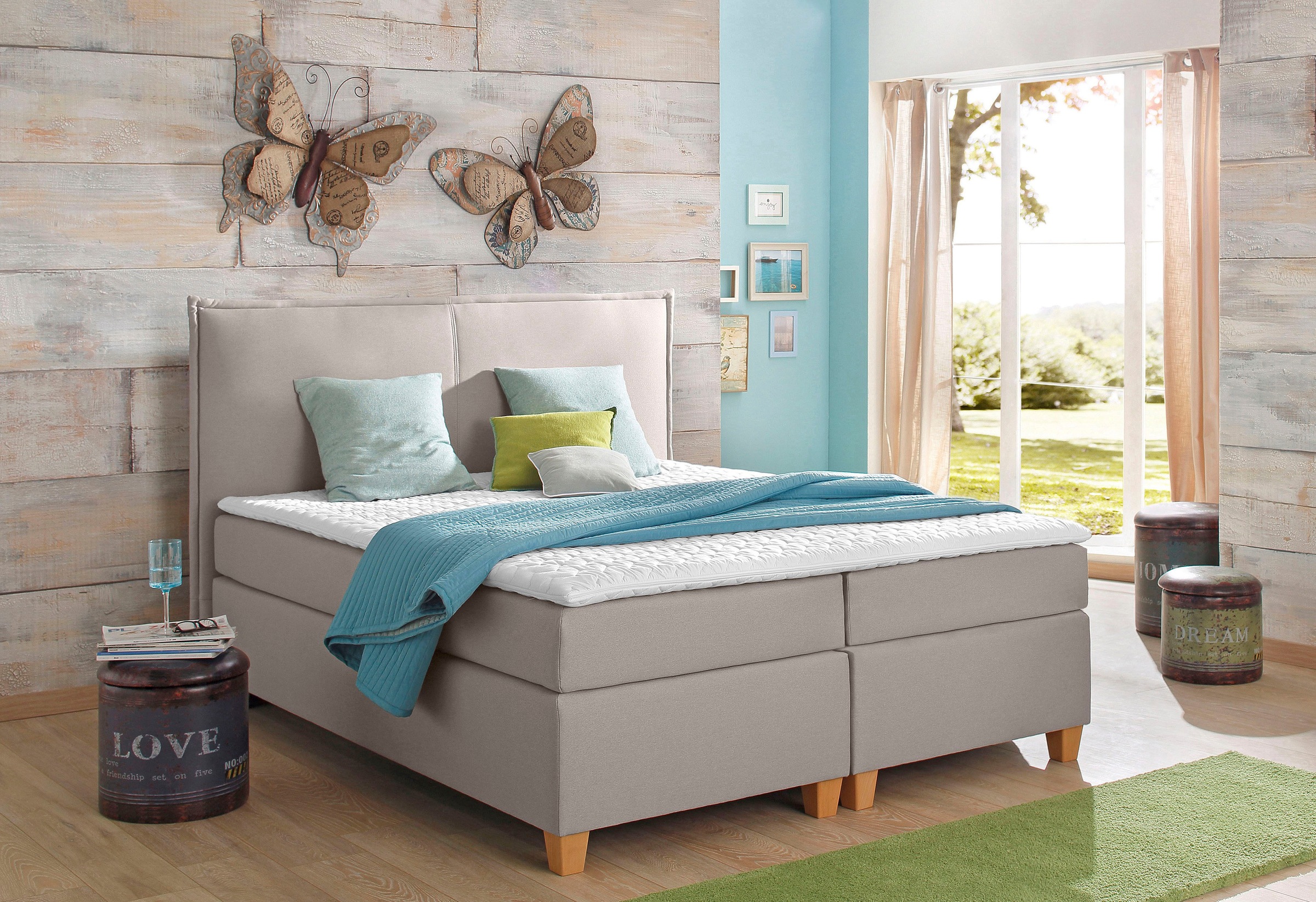 Home affaire Boxspringbett »Houssay« inkl. Topper, 5 Breiten, 2 Härtegraden auch in Überlänge 220 cm