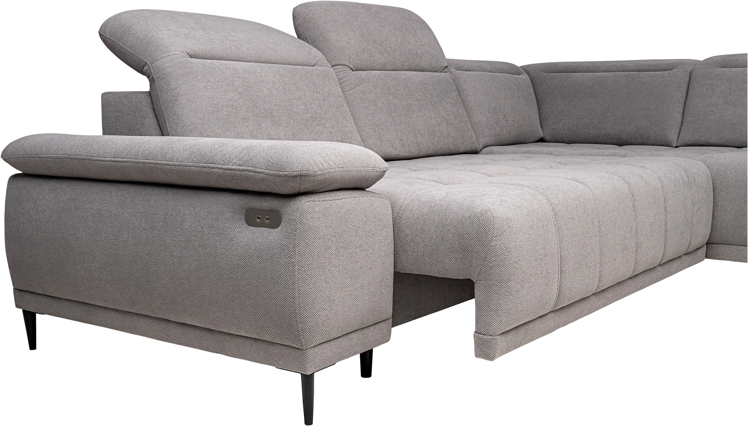 WERK2 Ecksofa »Focus-L, elektrisch erweiterbare Sitztiefe um ca. 30 cm, L-Form« Komfort nach Maß: Ausziehbare Sitztiefe, verstellbare Kopfteile & Füße