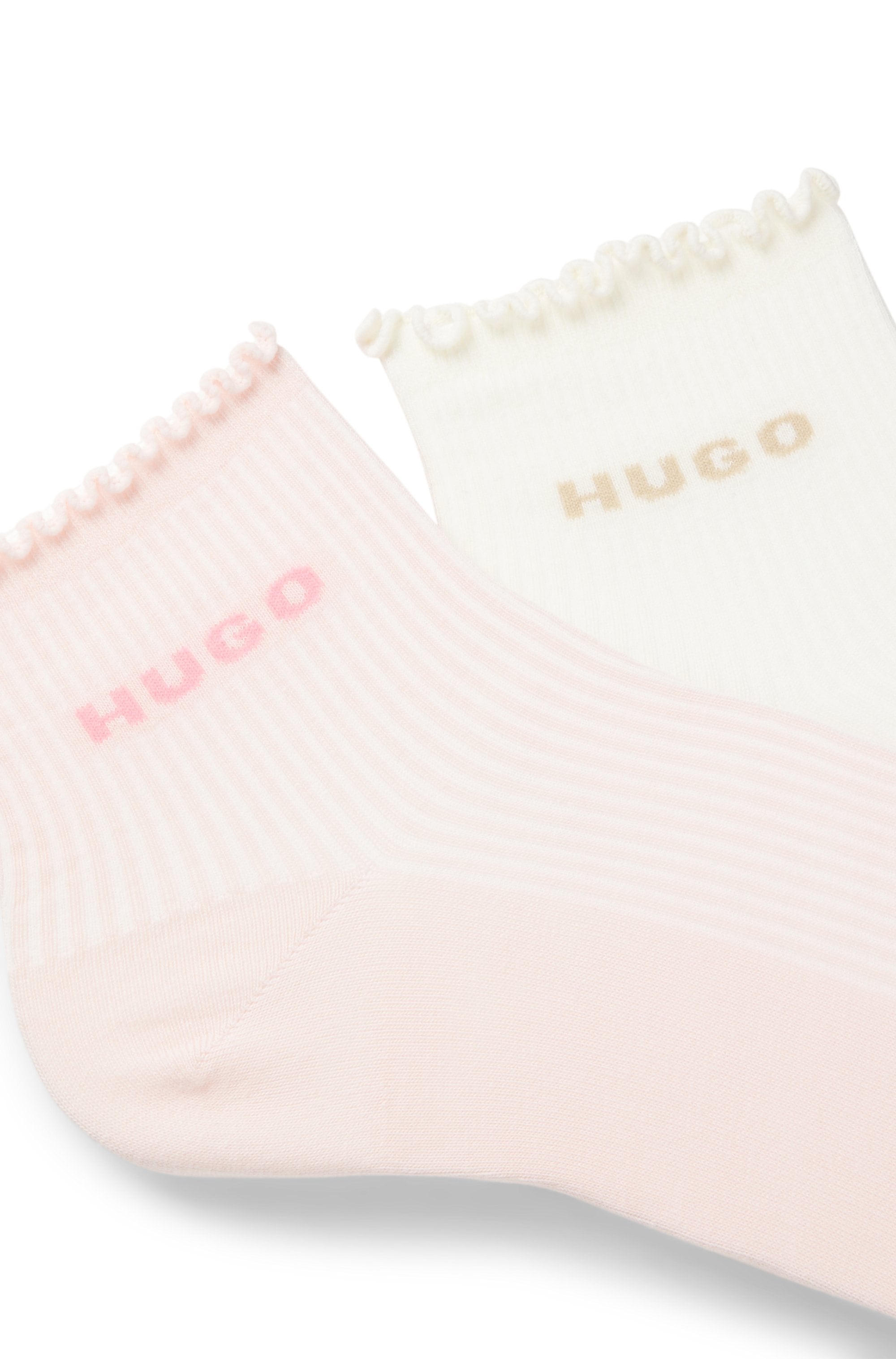 HUGO Underwear Kurzsocken mit gewellter Kante, Rippstruktur