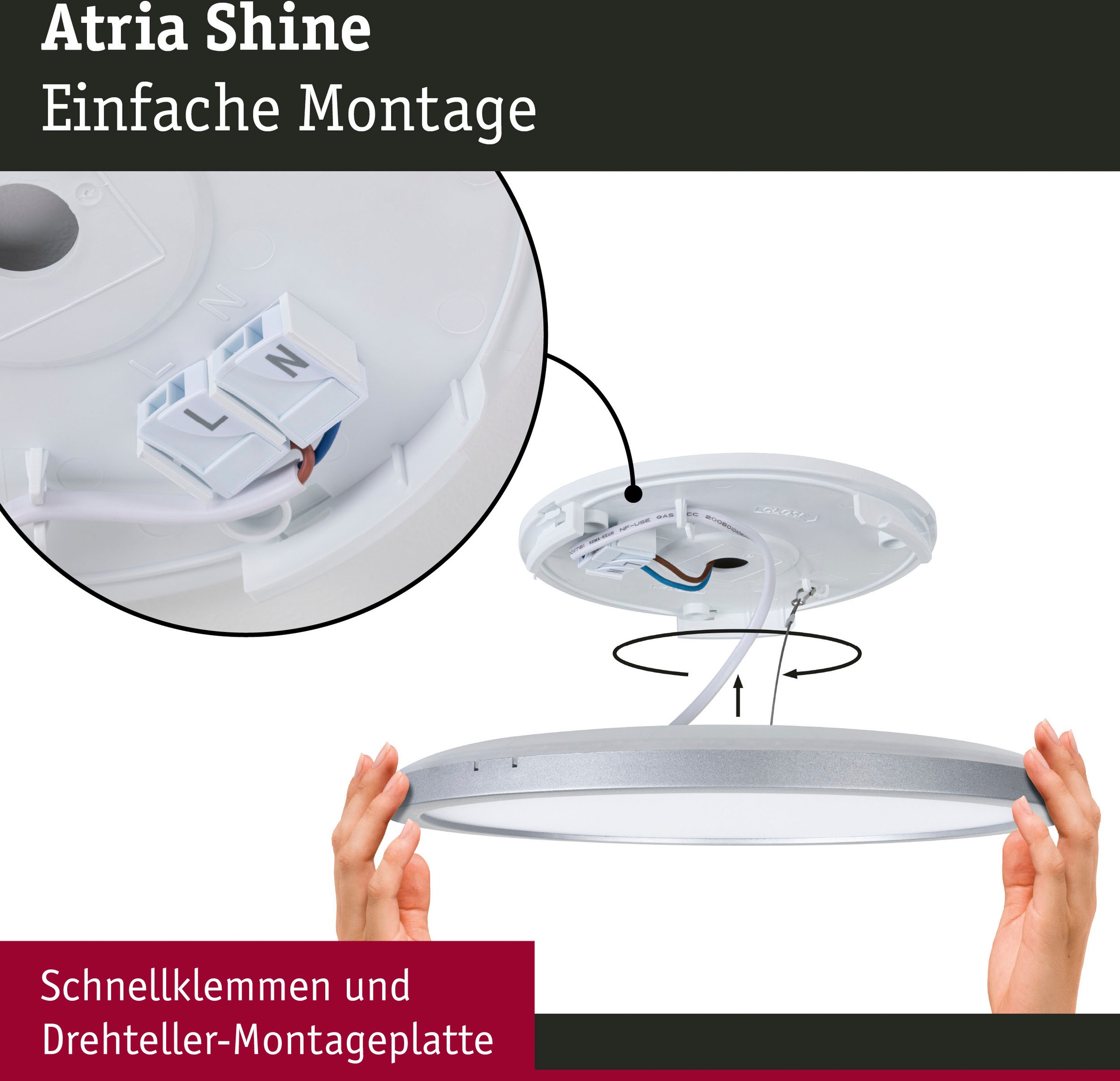 Paulmann LED Panel »Atria Shine 22W 4000K 580x200 Eiche Kunststoff IP44«, 1 flammig, Hintergrundbeleuchtung