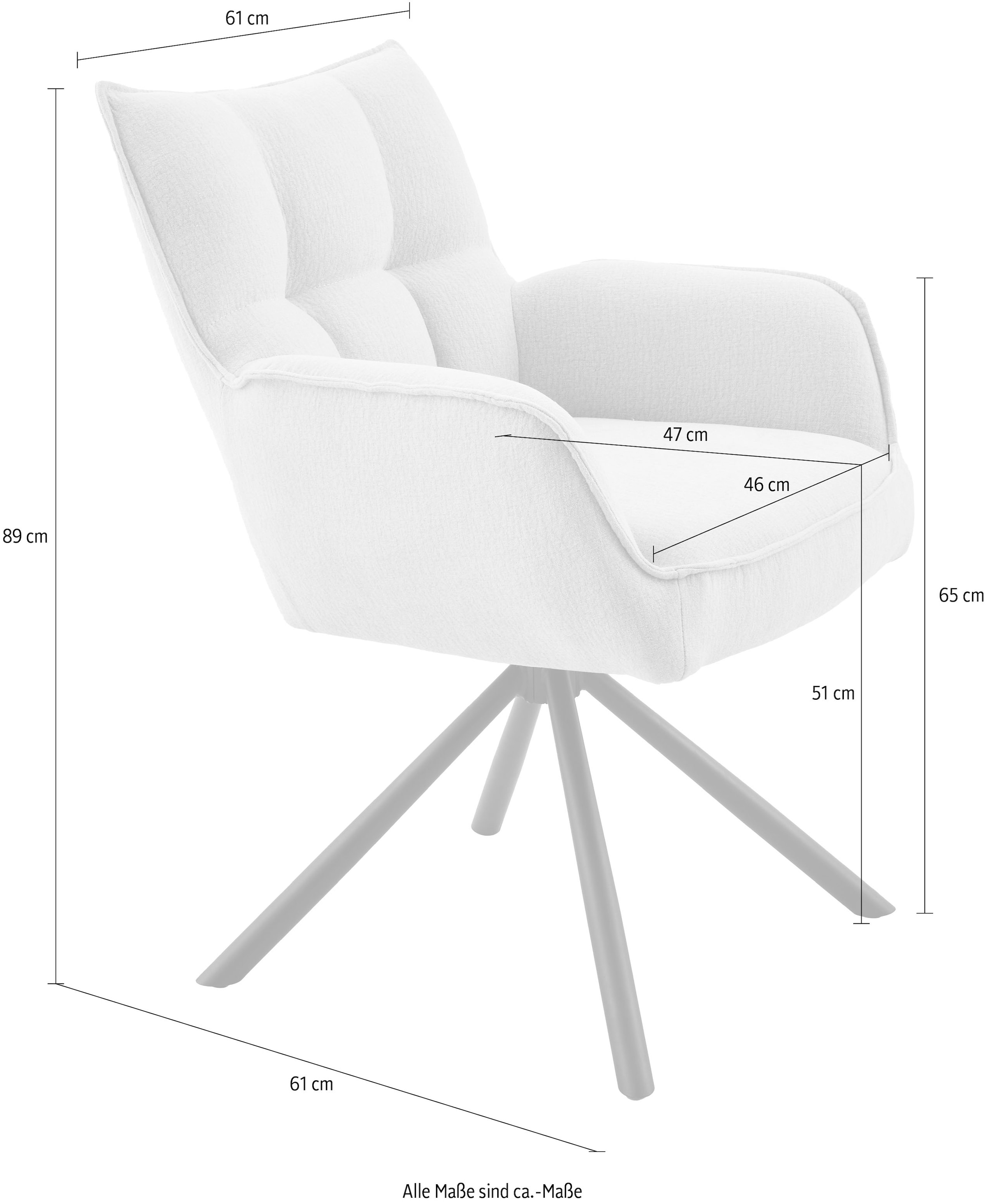 OTTO home Esszimmerstuhl »GEORGIA, 2er-Set, in Massivholz und Metallgestell erhältlich« (Set) 2 Stk.360° drehbar mit Auto Return, Federkorb, Armlehnen, 120kg belastbar