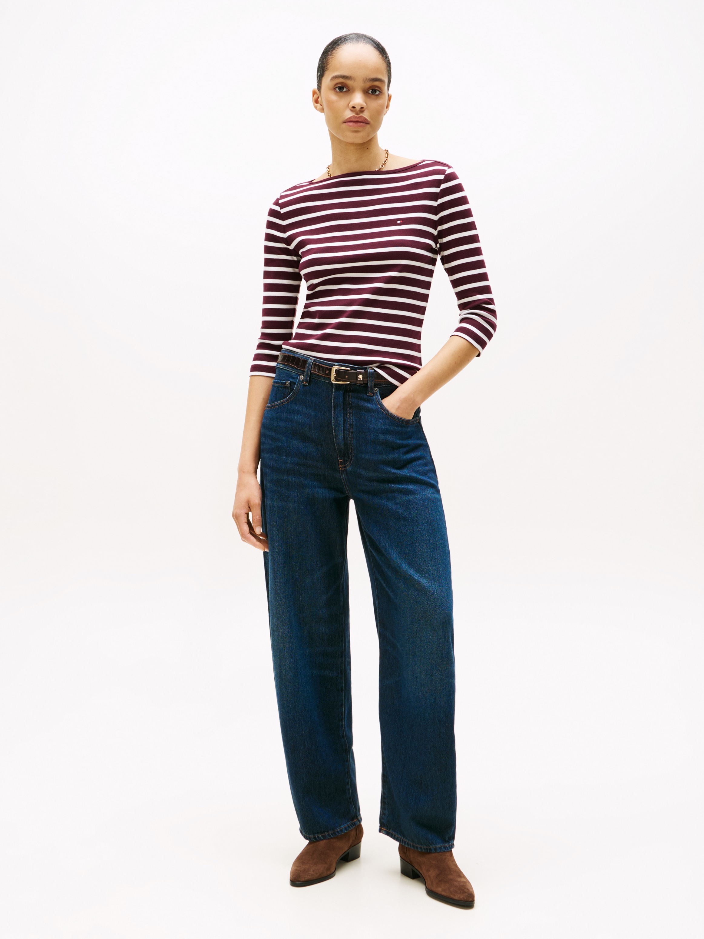 Tommy Hilfiger 3/4-Arm-Shirt »NEW CODY SLIM BOAT-NK 3/4SLV mit U-Boot und Streifen« gestreift, casual, slim fit, Baumwolle, U-Boot-Ausschnitt