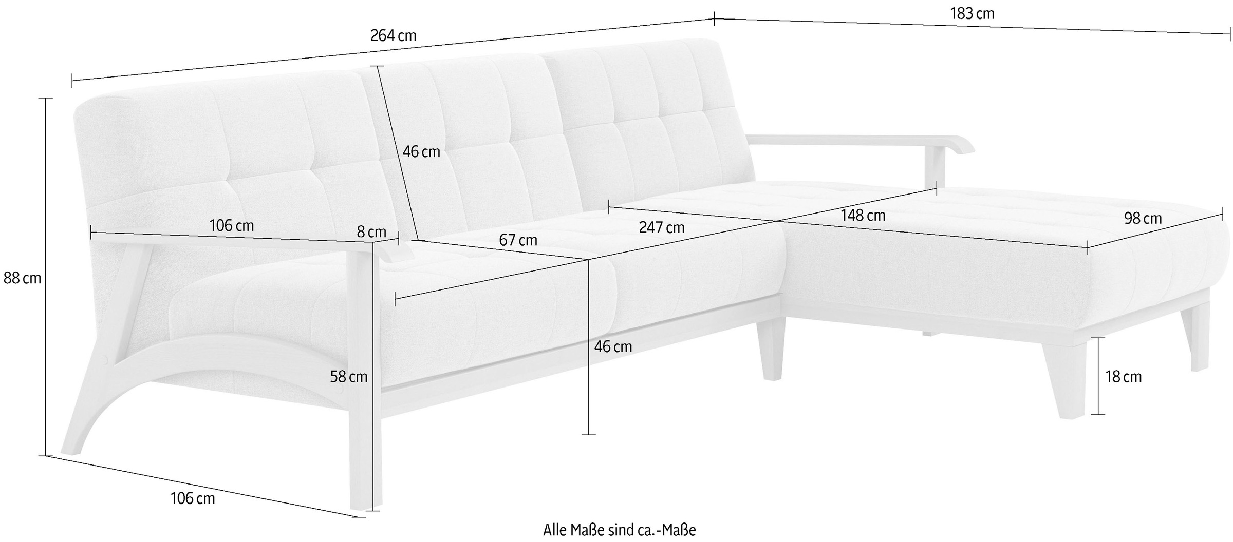 sit&more Ecksofa »Billund L-Form«, Armlehnen aus Buchenholz in natur, verschiedene Bezüge und Farben