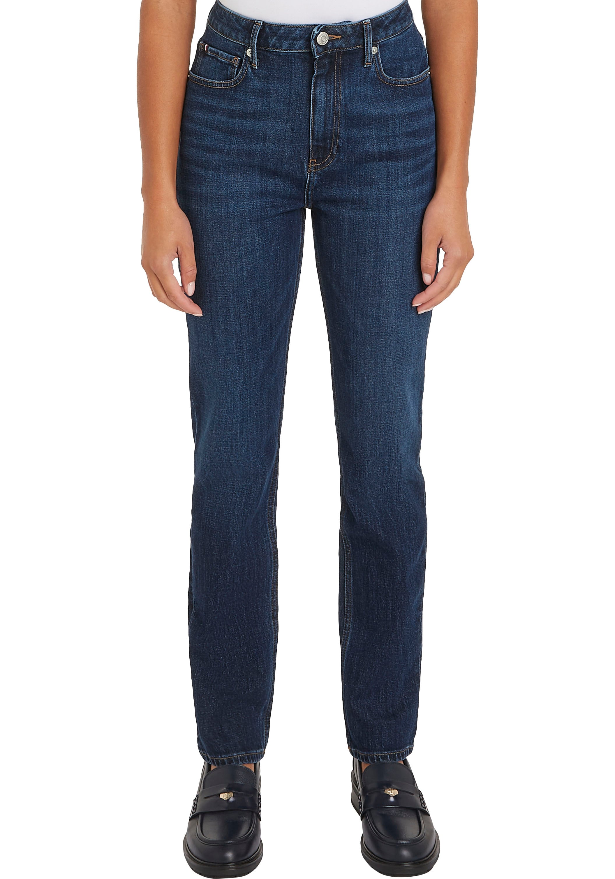 Tommy Hilfiger Slim-fit-Jeans »SLIM CIGARETTE HW A DARK BLUE«, mit Tommy Hilfiger Logo-Badge
