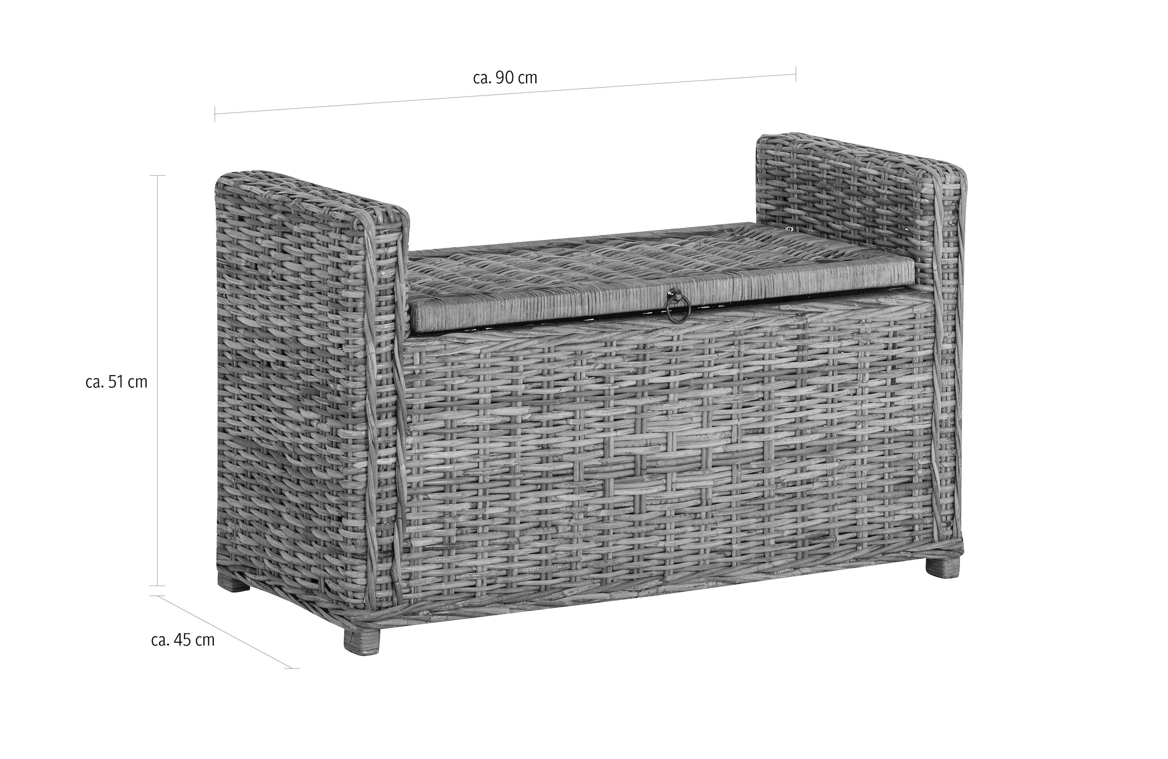 Home affaire Sitztruhe »Schönerempfang, TOPSELLER!«, (Rattan-Bank), Belastbar bis max. 80 Kg, mit Stauraum