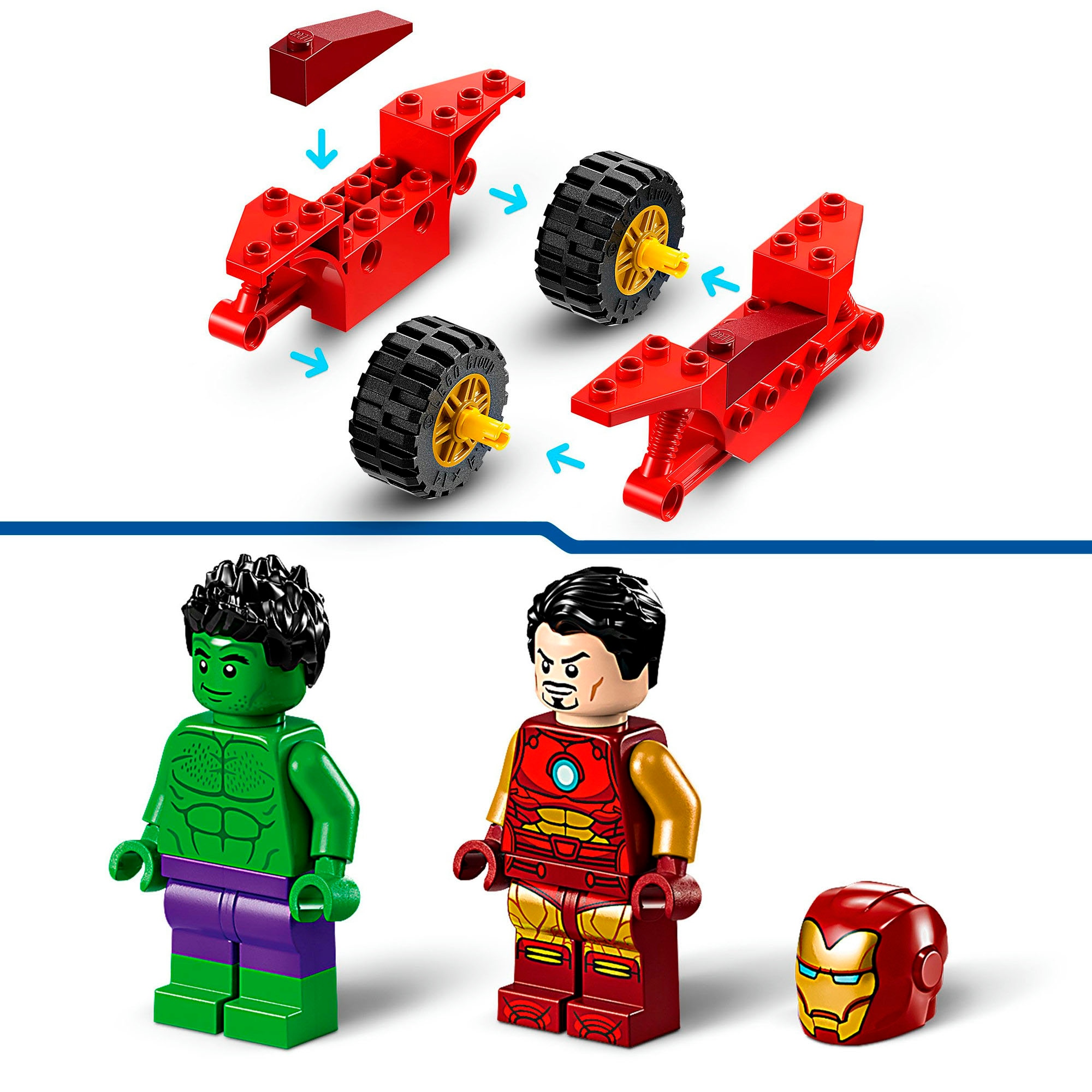 LEGO® Konstruktionsspielsteine »Iron Man mit Bike und der Hulk (76287), LEGO Super Heroes«, (68 St.), Made in Europe