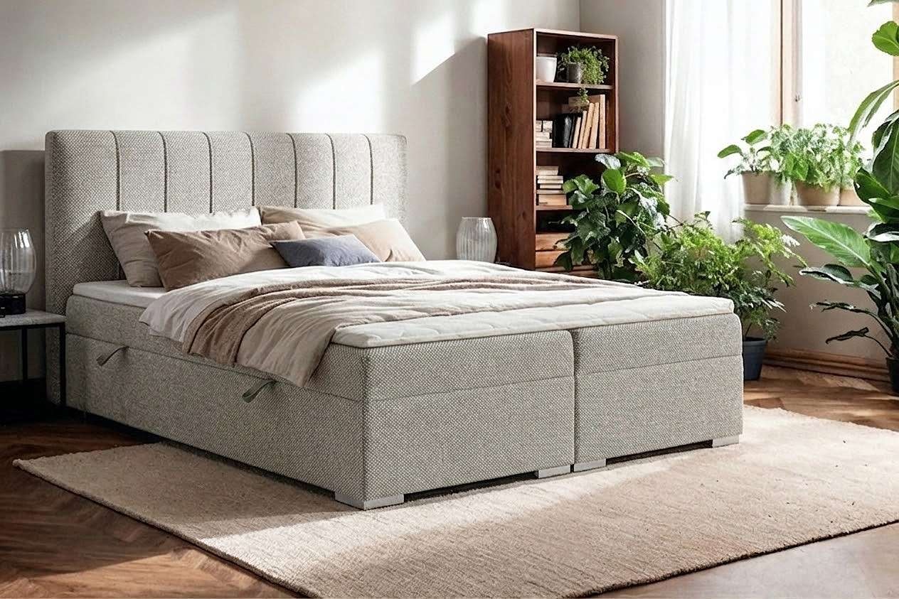 Home affaire Boxbett »GALLIPOL mit Bettkästen, Matratze und Topper, Breite 140/160/180/200cm« Doppelbet mit Kopfteil,  Stauraumbett mit Bonnell- oder Taschenfederkernmatratze (H2, H3)