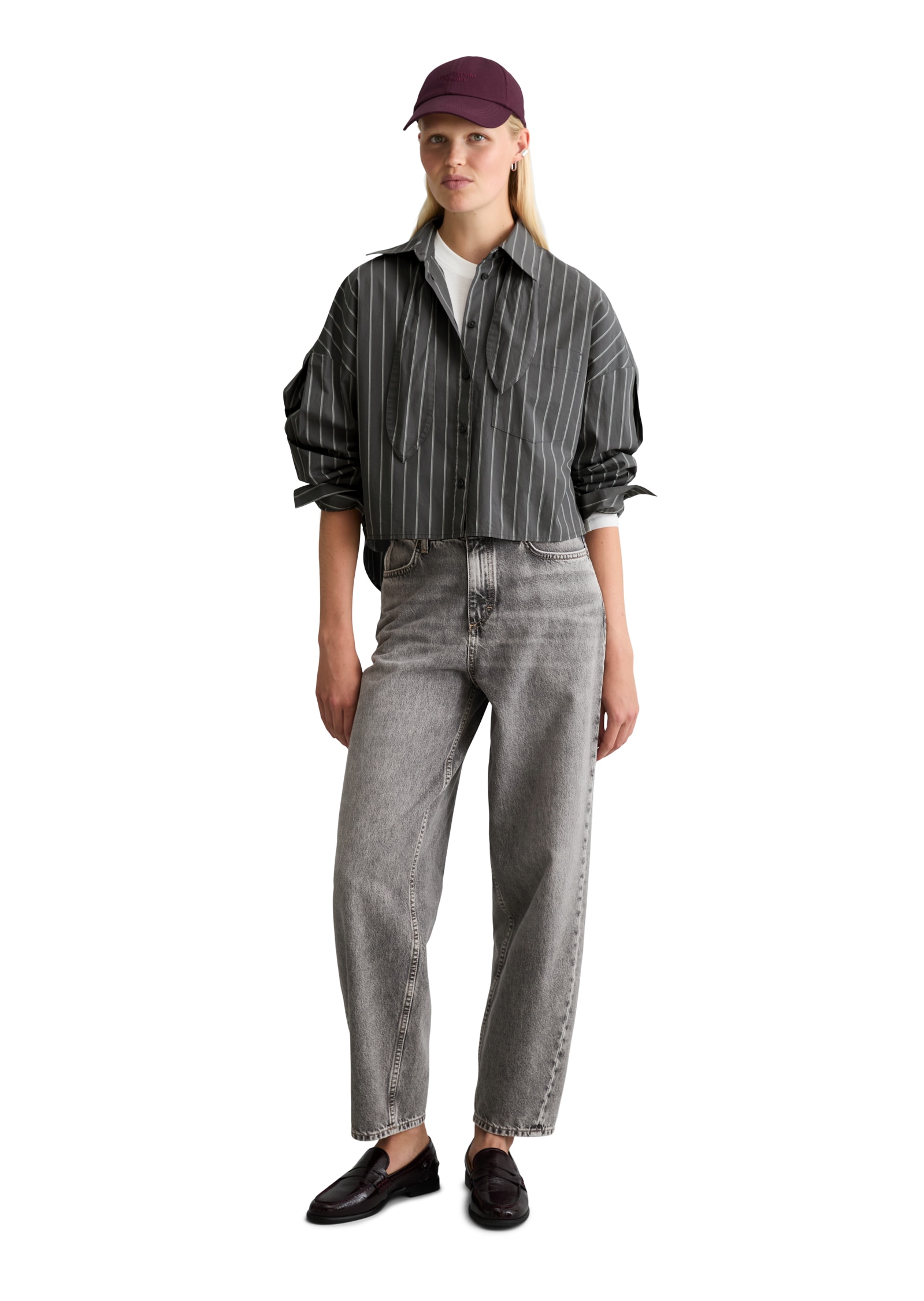 Marc O'Polo DENIM Hemdbluse mit Schluppe, Papertouch-Popeline