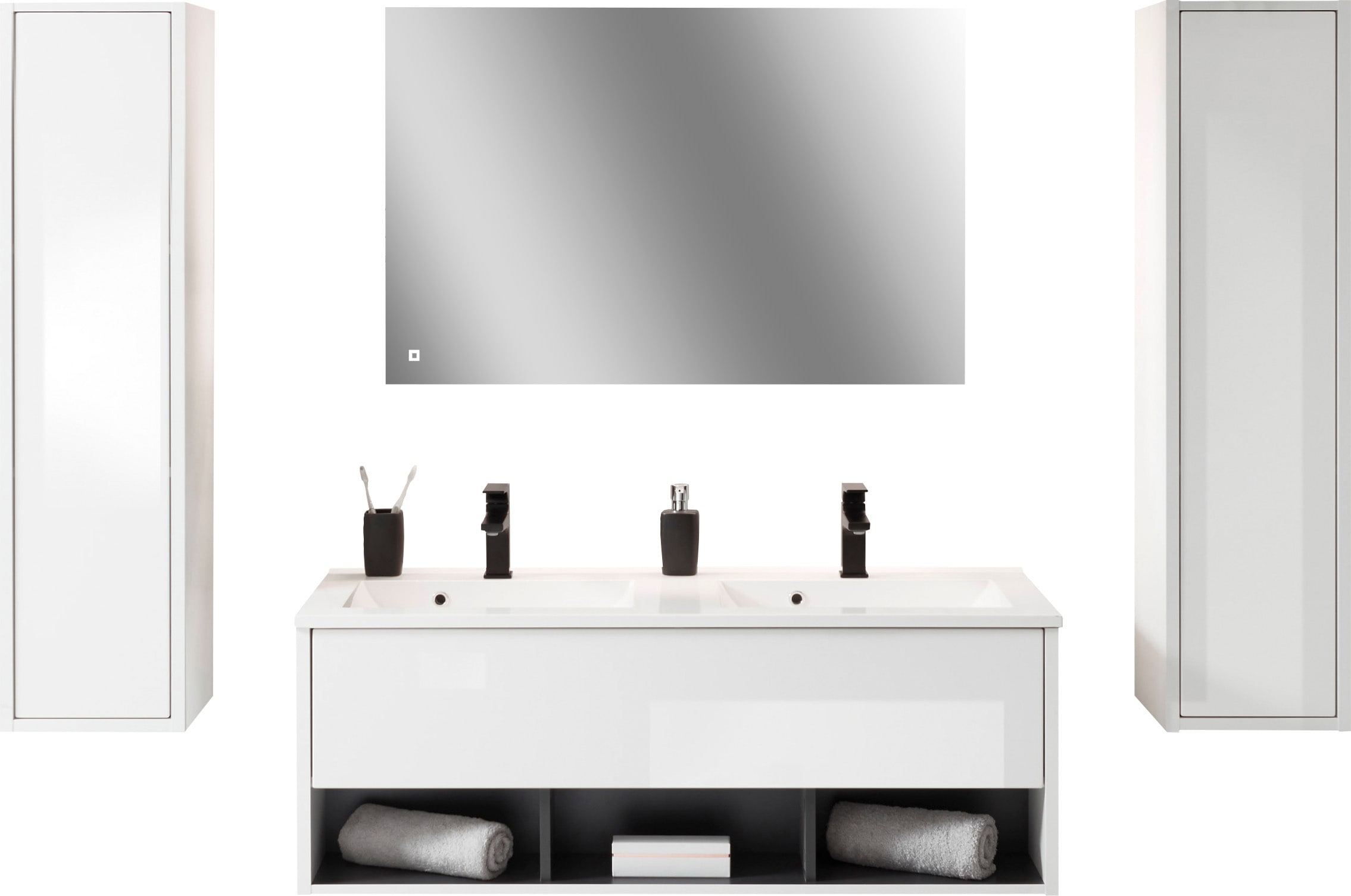 Home affaire Badmöbel-Set »Studio Line, Bad im modernen Design, 4-teiliges Badezimmer« 4 Stk. tlg.