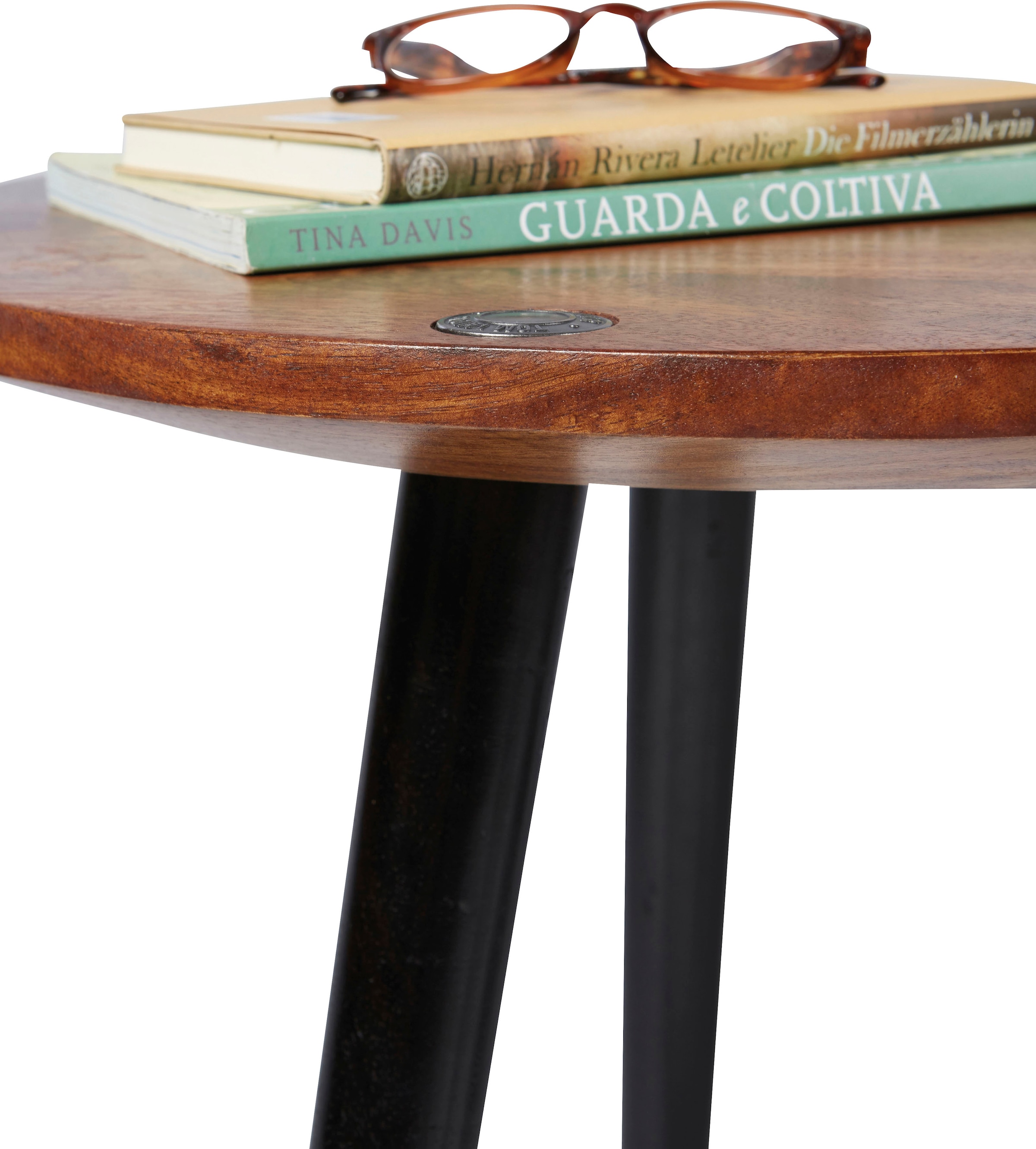 TOM TAILOR HOME Beistelltisch »T-WOOD TABLE MEDIUM«, Beistelltisch mit Knopfdetail, dunkles Mangoholz und schwarze Beine