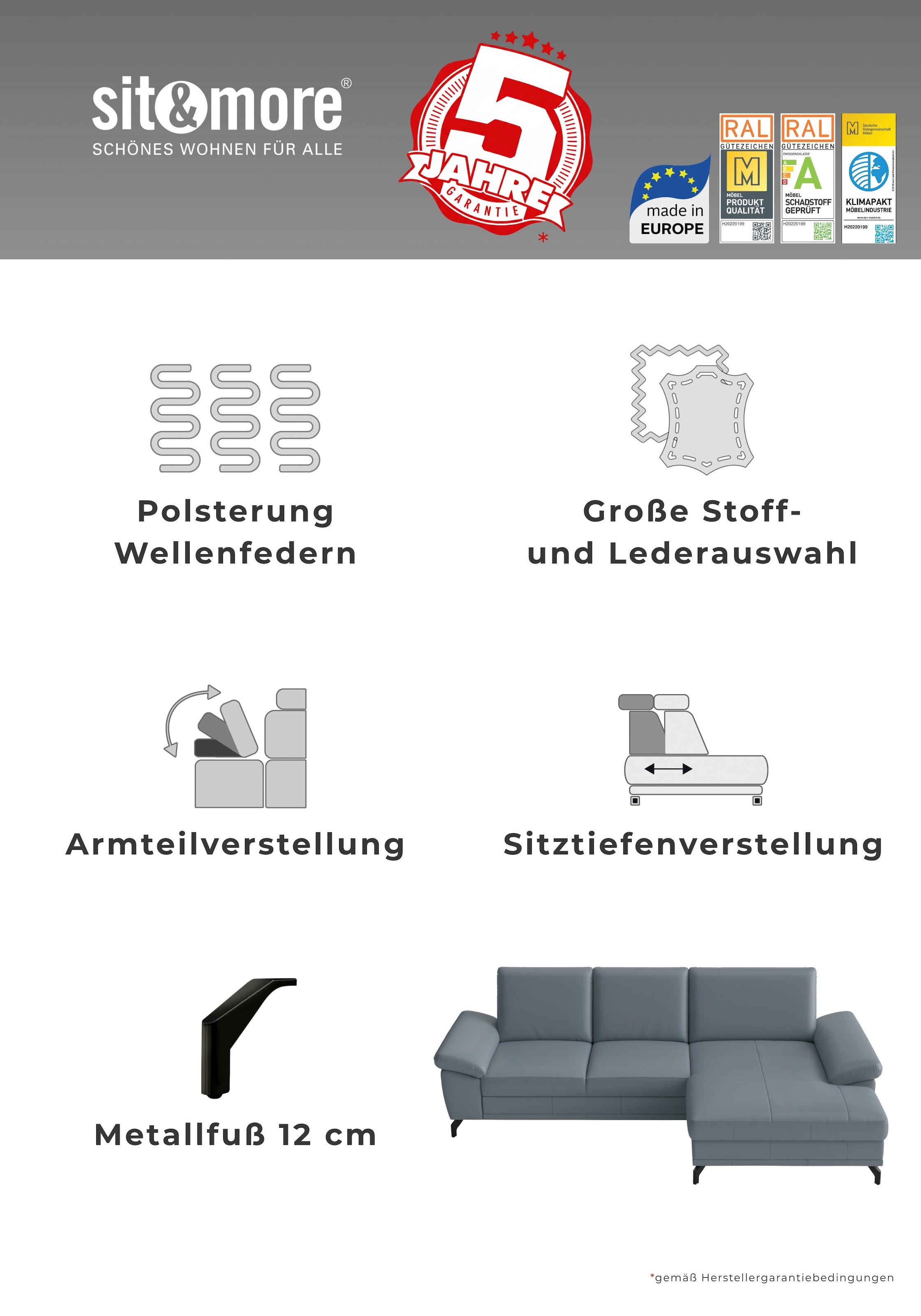 sit&more Polsterhocker »Chelsea, B: 103 cm, Leder« mit praktischem Stauraum, besonders langlebig