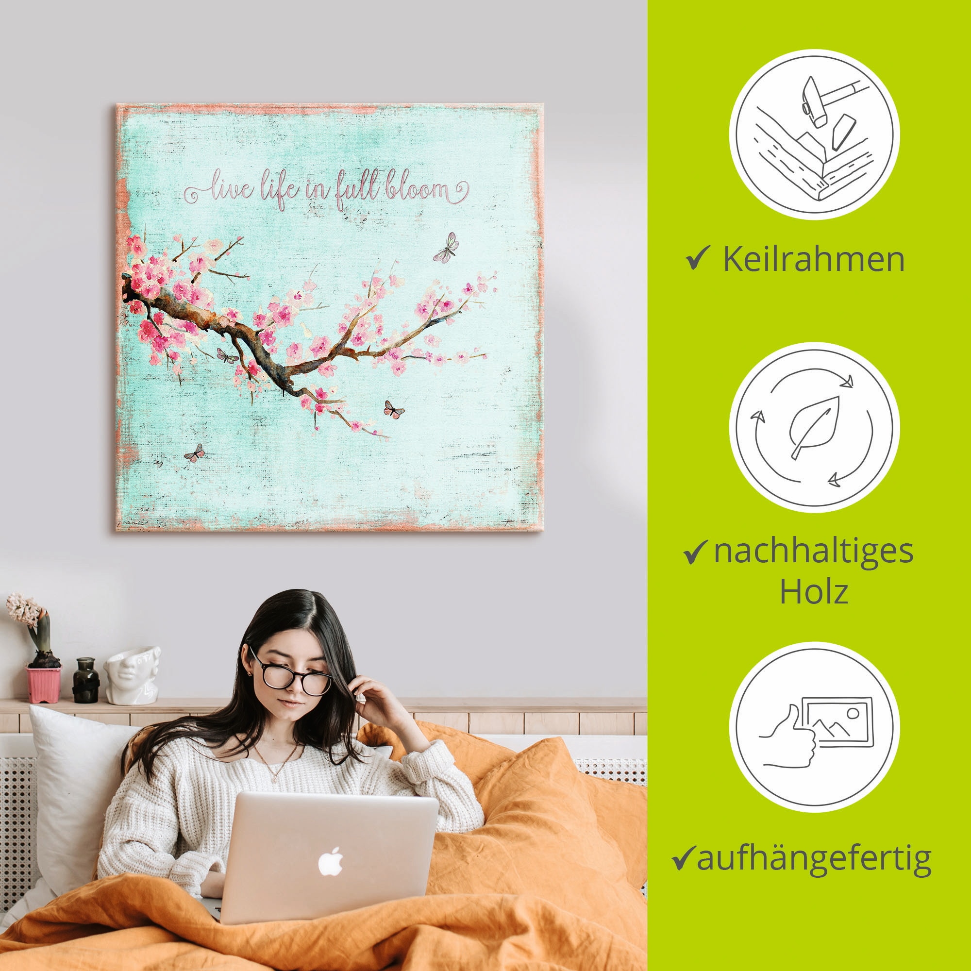 Artland Wandbild »Kirschblüte« Blumen 1 Stk. tlg. als Alubild, Leinwandbild in verschied. Größen
