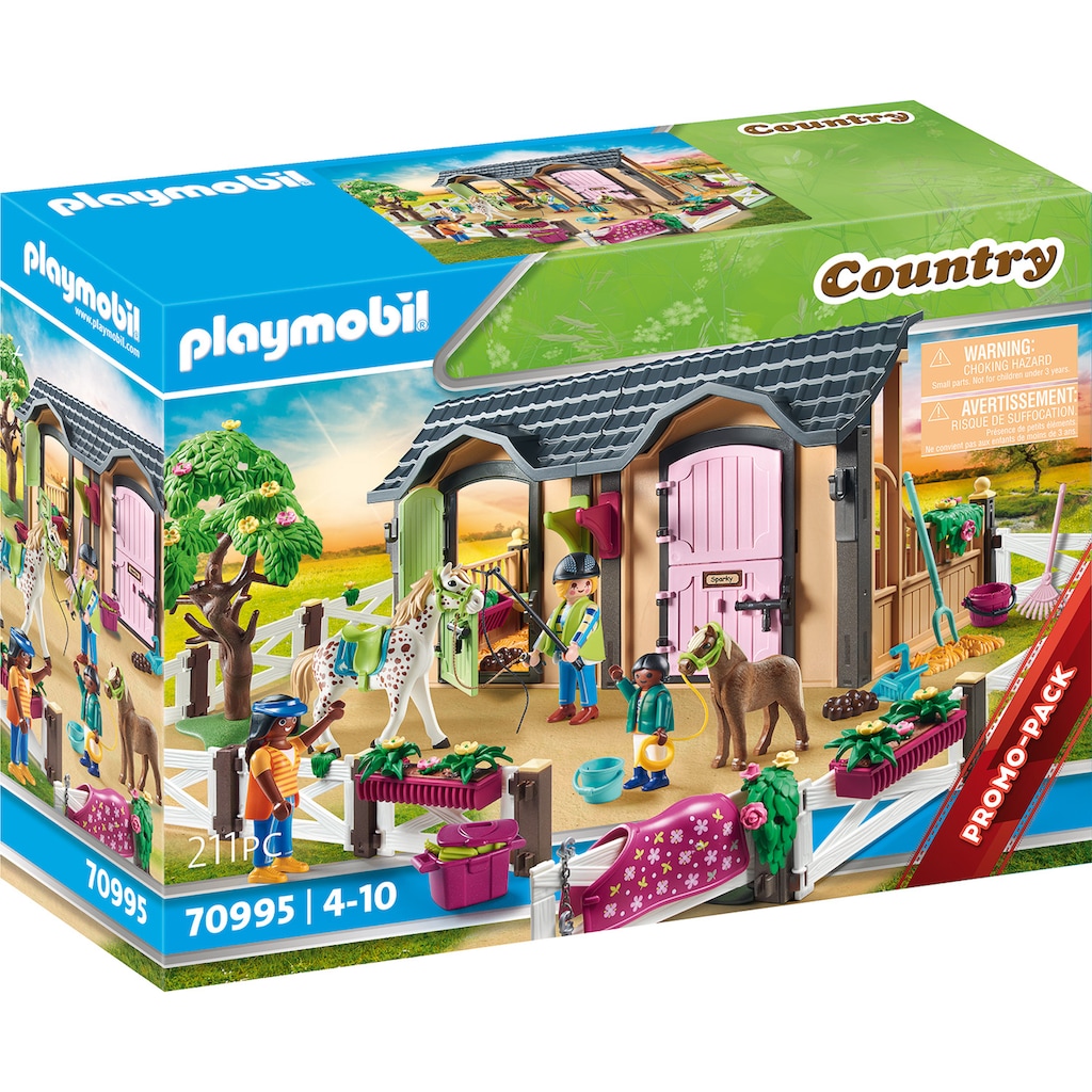 Playmobil® Konstruktions-Spielset »Reitunterricht mit Pferdeboxen (70995), Country«, (211 St.)
