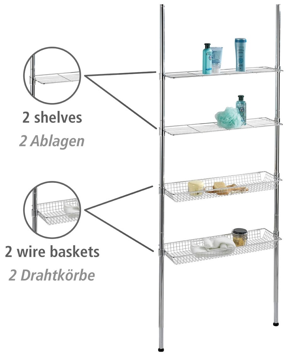 WENKO Badregal »Ellera Teleskopregal«, 2 Ablagen, 2 Körbe