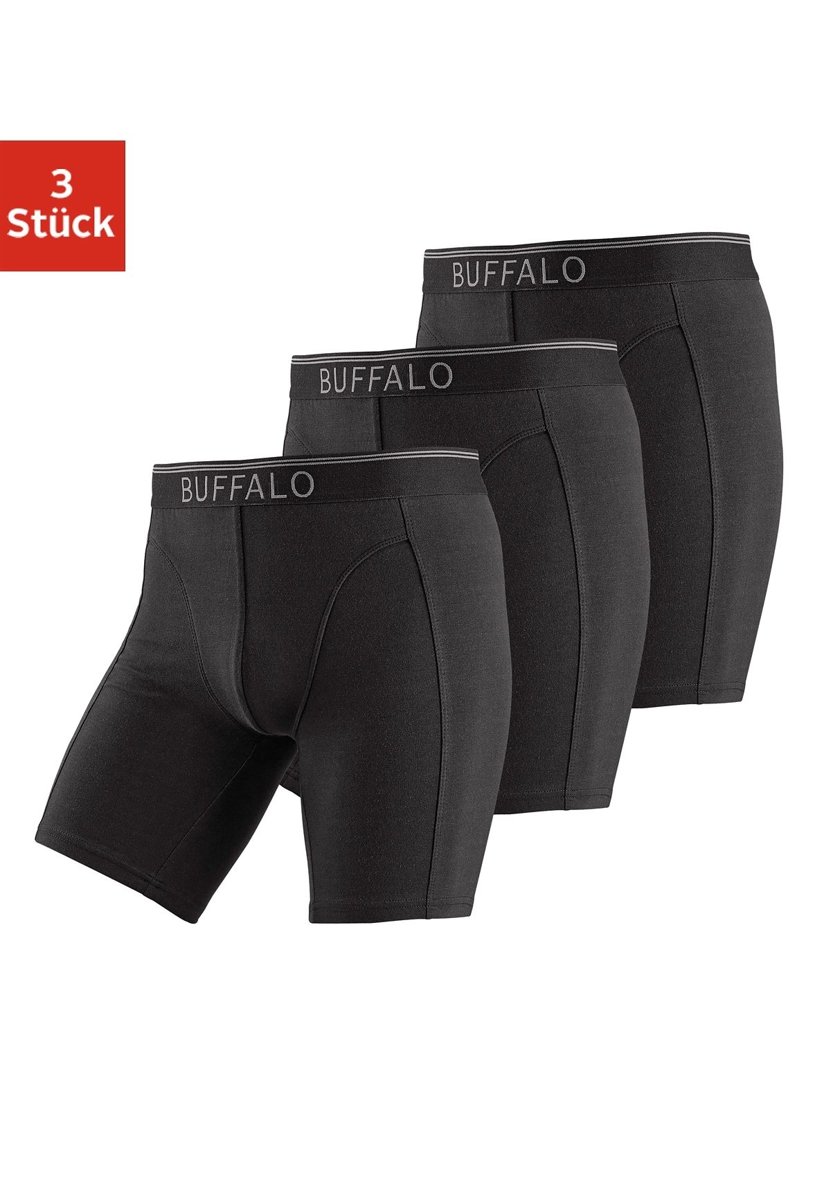 Buffalo Boxer »Boxershorts für Herren«, (Packung, 3 St.), in langer Form ideal auch für Sport und Trekking