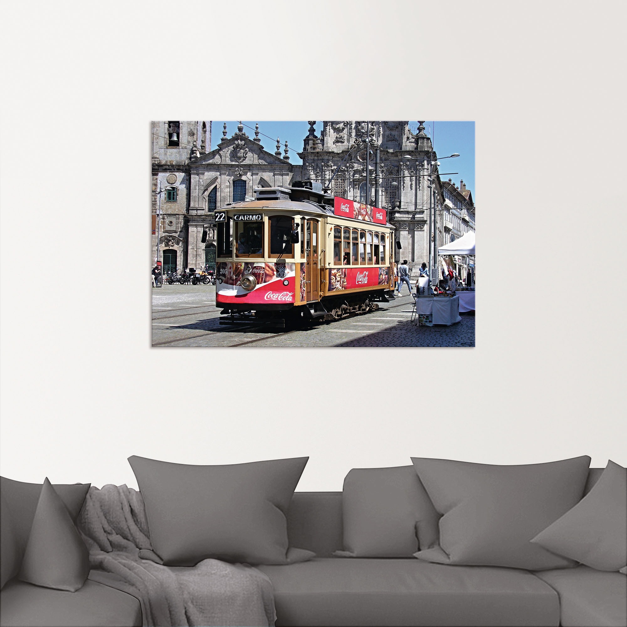 Artland Wandbild »Historische Strassenbahn in Porto«, Zugbilder, (1 St.), als Alubild, Leinwandbild, Wandaufkleber oder Poster in versch. Größen