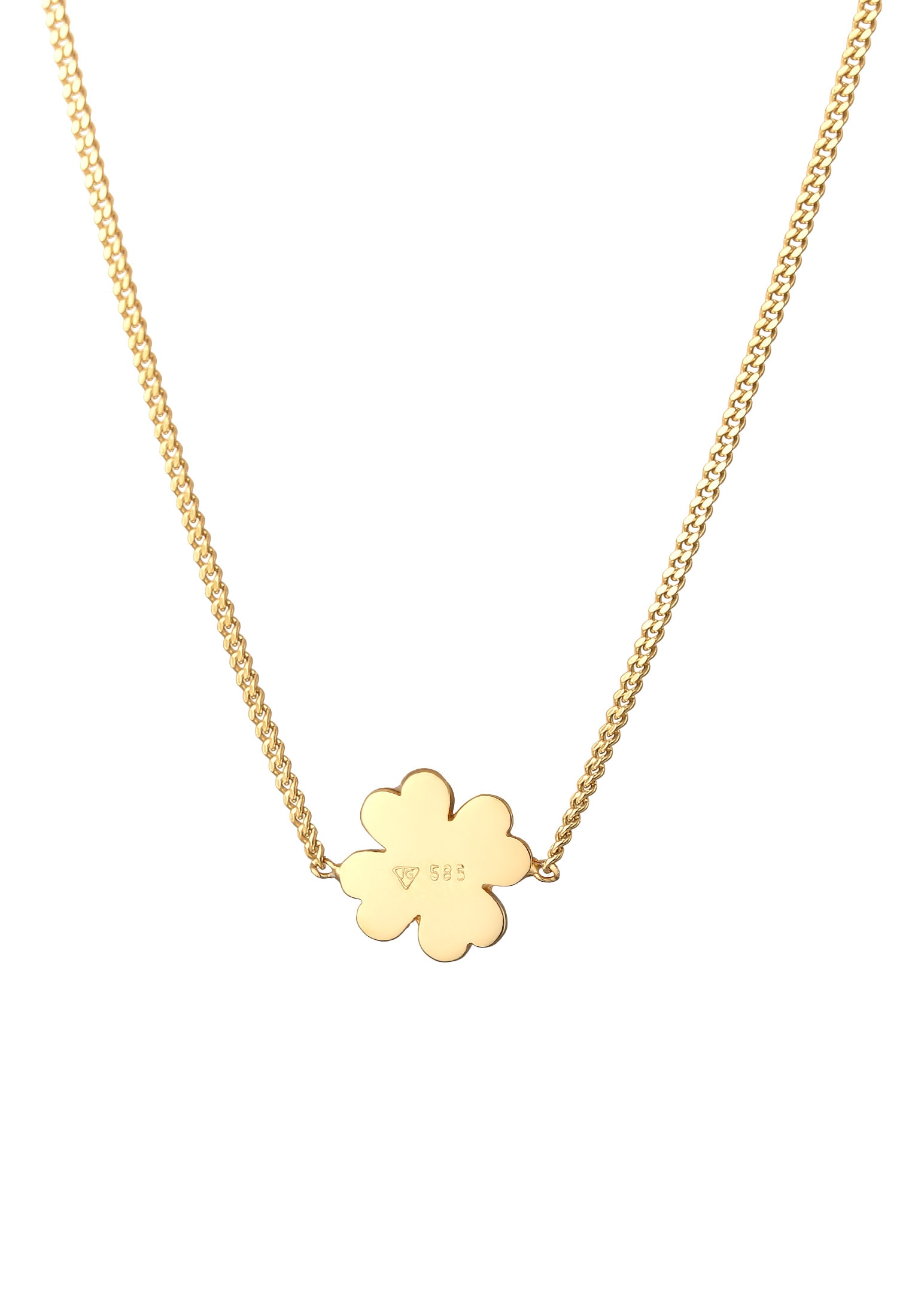Elli Premium Kette mit Anhänger »Halskette Kleeblatt Glücksbringer Talisman 585 Gelbgold«