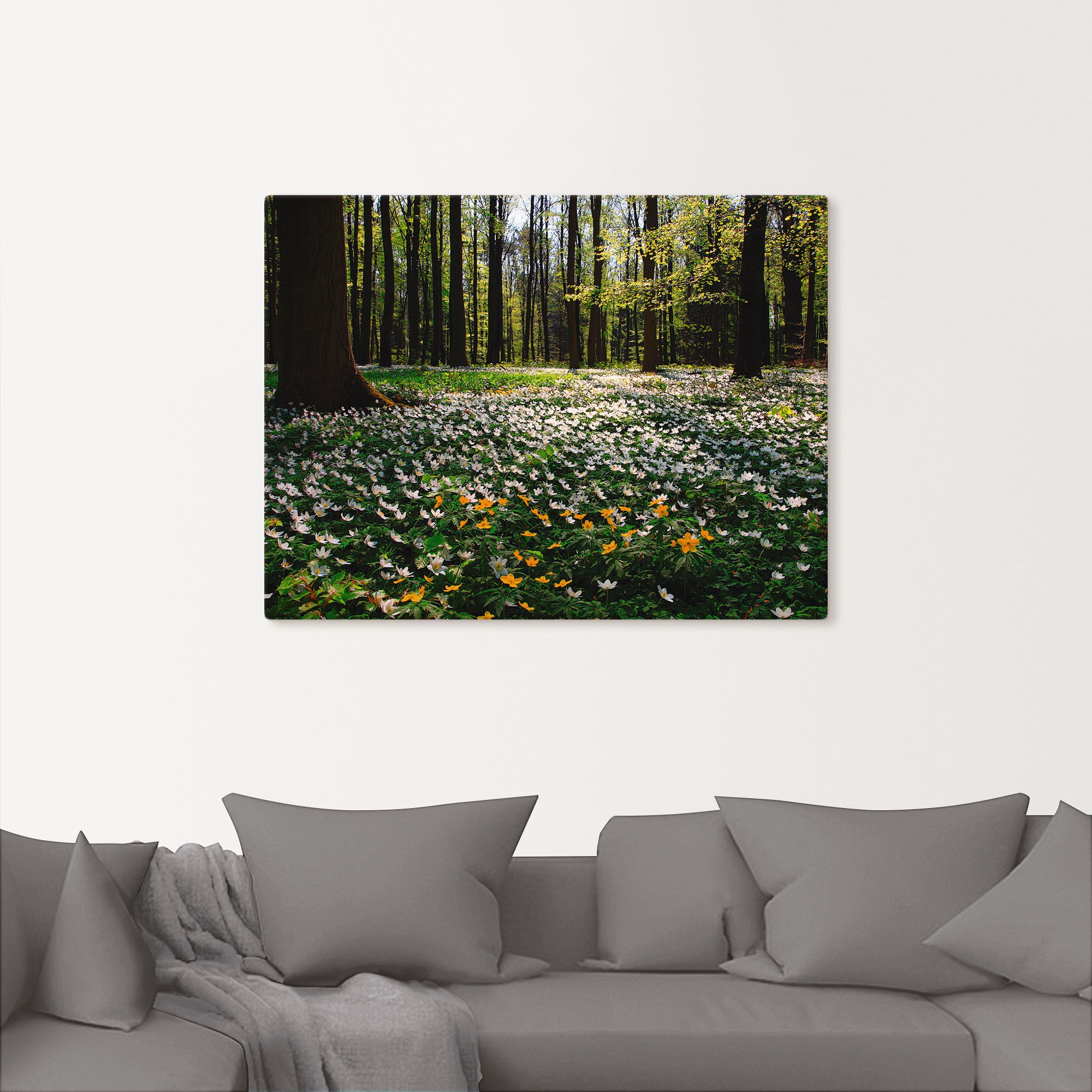 Artland Wandbild »Frühlingswald bedeckt mit Windröschen« Wald 1 Stk. tlg. als Leinwandbild, Poster in verschied. Größen