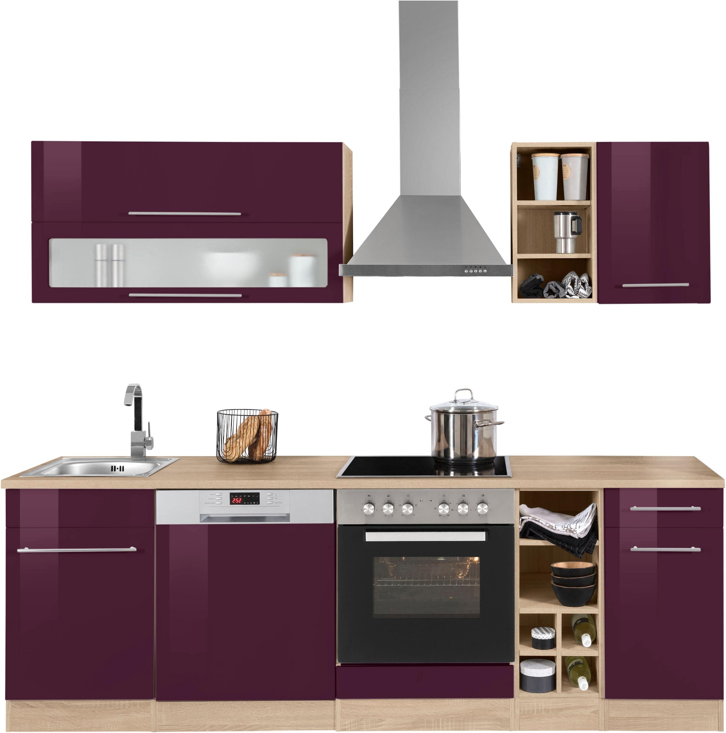 KOCHSTATION Küchenzeile »KS-Eton«, mit E-Geräten, Breite 240 cm