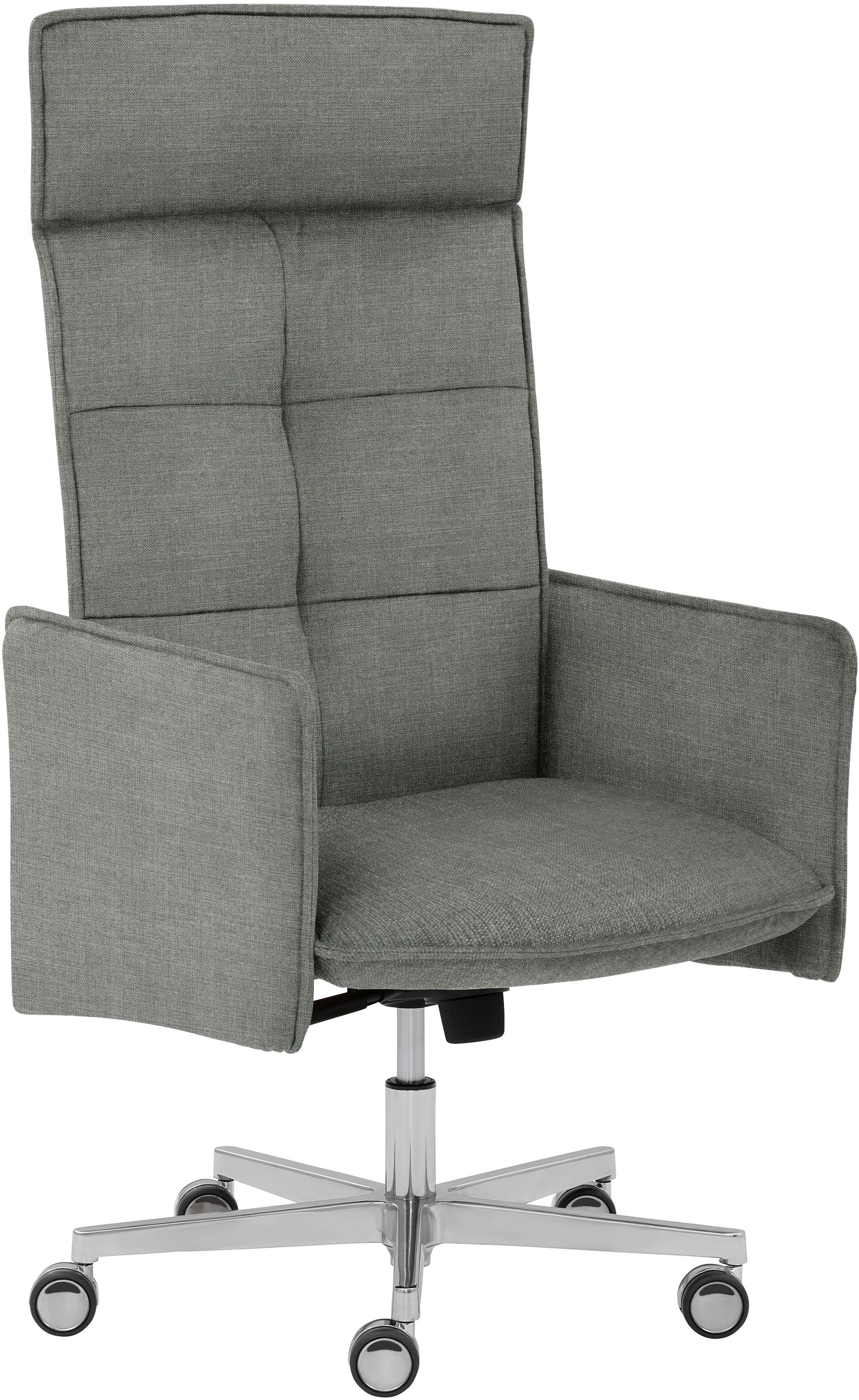 Mayer Sitzmöbel, Drehstuhl »myCOSYWORXX Homeoffice Sessel« () 1 Stk.besonders bequem gepolstert, Grau + Aluminium, Stoff, B/H/T: 68 cm x 120 cm x 69 