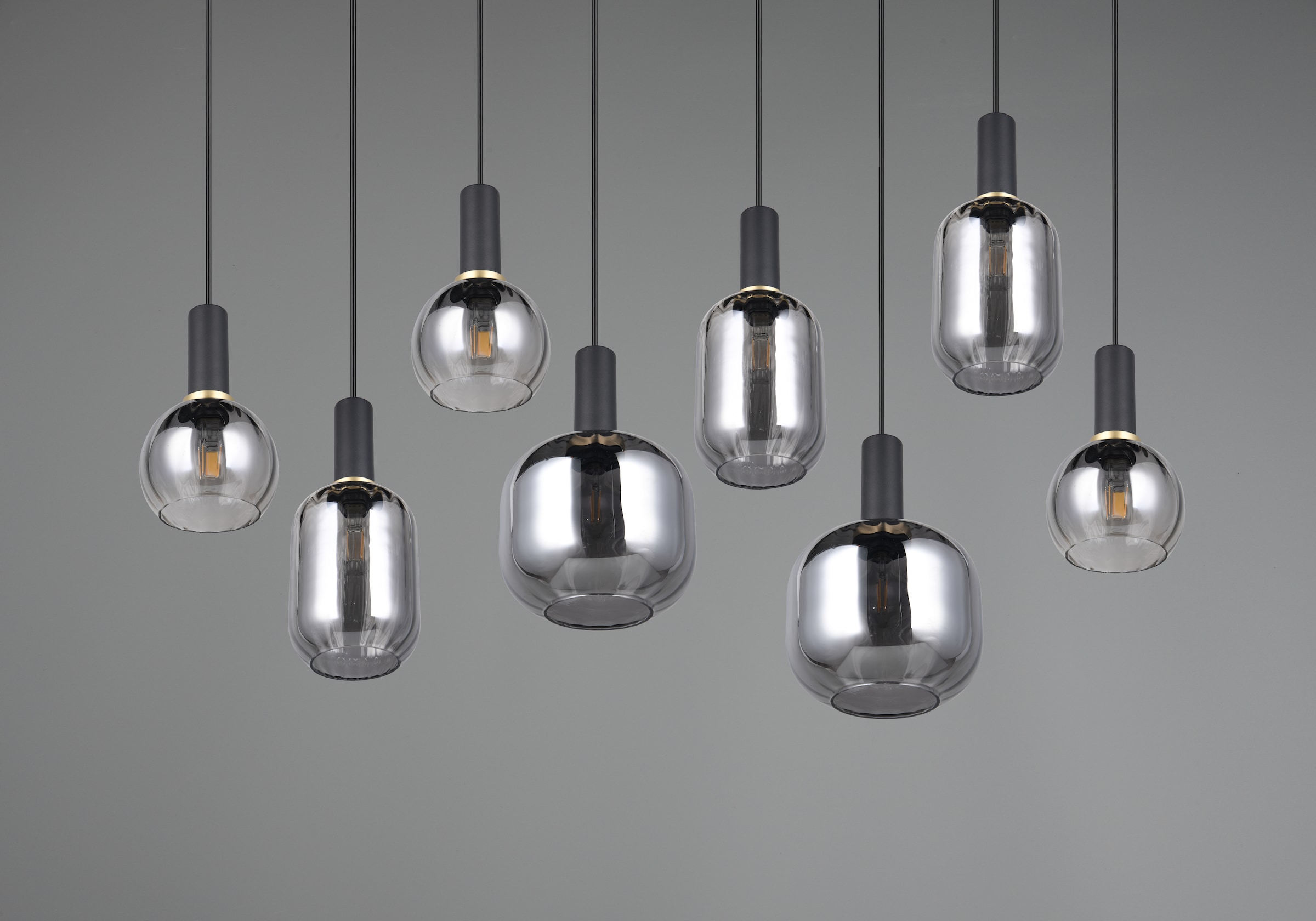 TRIO Leuchten Pendelleuchte »DIVA, E27 Hängelampe 8-flammig mit Glasschirm, exkl 8xE27 max 10W« E27 1 Stk. warmweiß - kaltweiß höhenverstellbar bis max 150cm Hängeleuchte 120x32 cm Wohnzimmer Küche