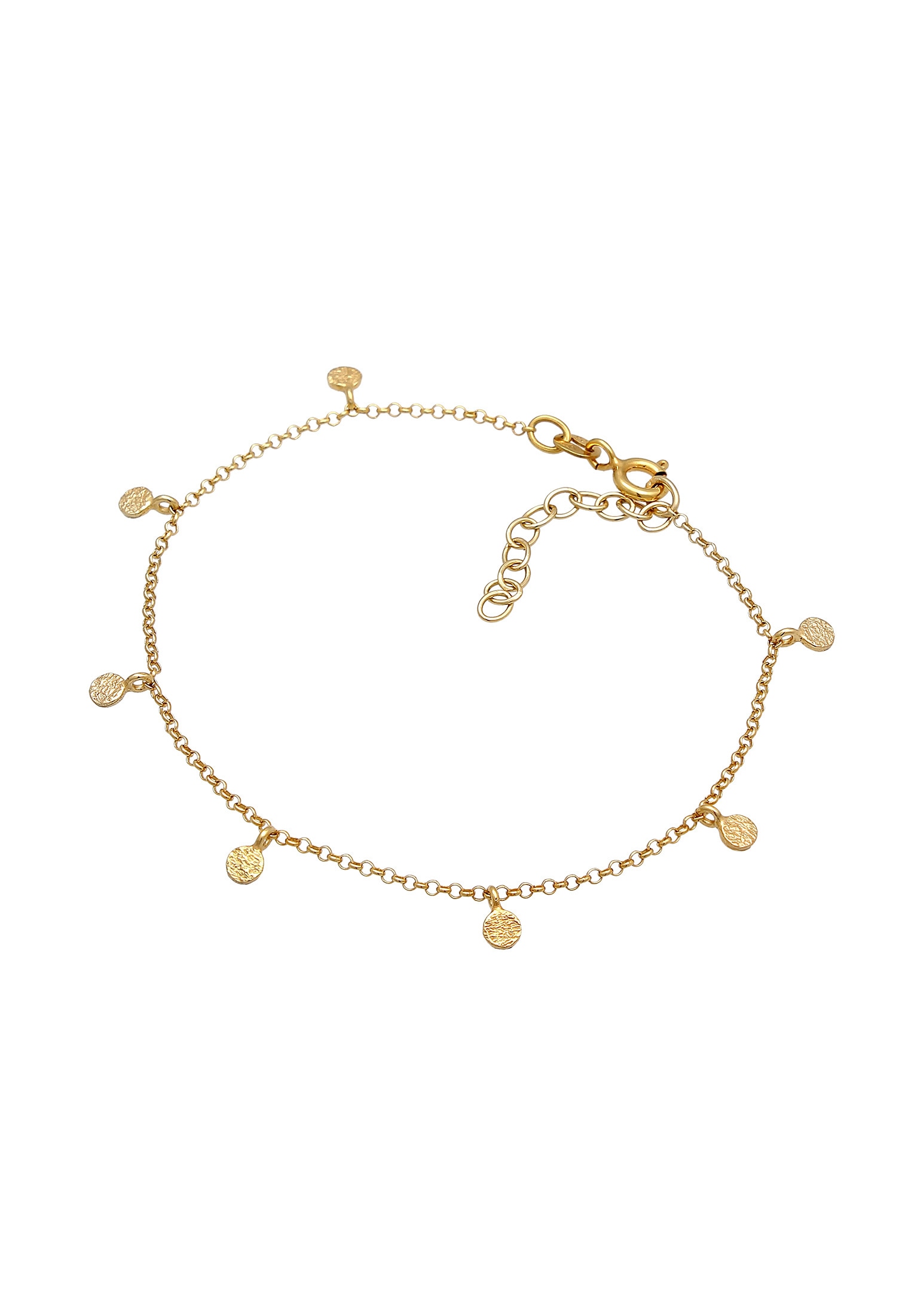Elli Armkette »Armband Plättchen Coin Rund Matt Struktur 925 Silber«