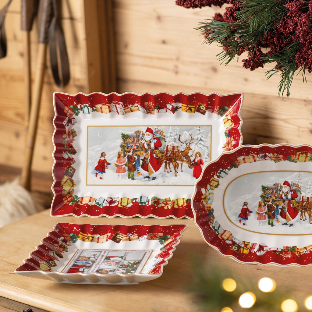 Villeroy & Boch Servierplatte »Kuchenplatte "Santa und Kinder" Toy's Fantasy 36 x 23 cm bunt«